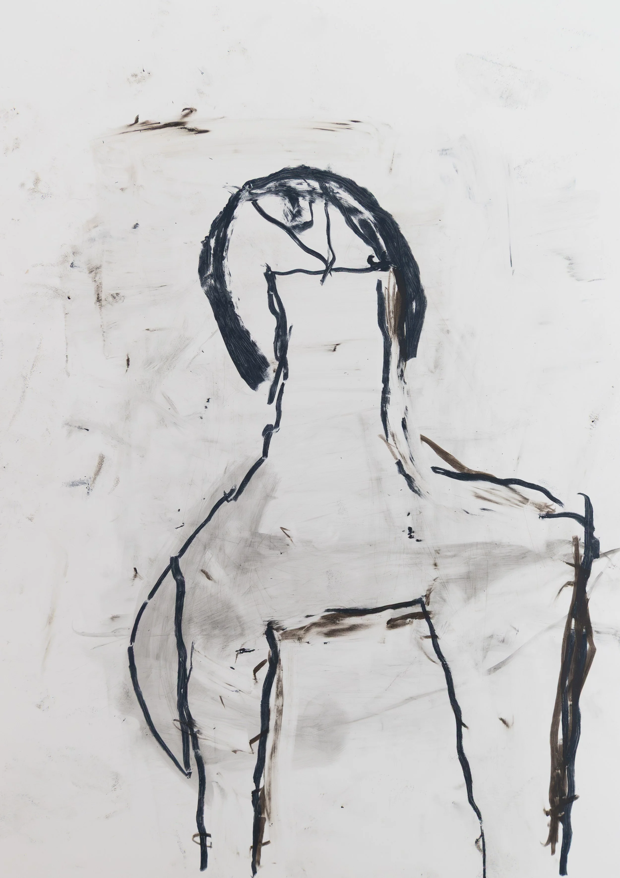 Third Untitled Drawing, 2026. Ink and water soluble graphite on yupo paper, A4