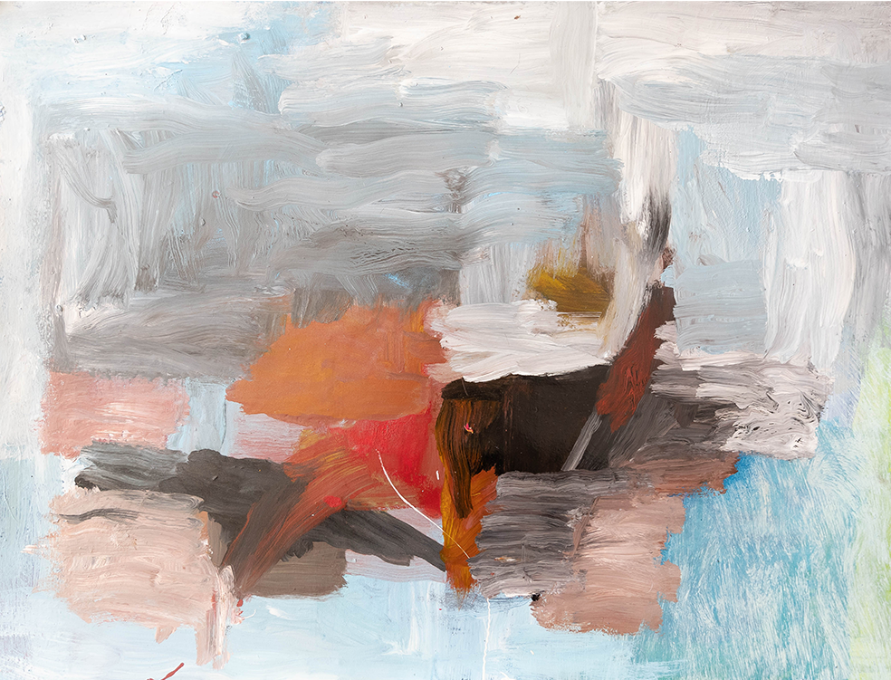 Restless, 2022. Enamel sign paint on paper, 46 x 61cm