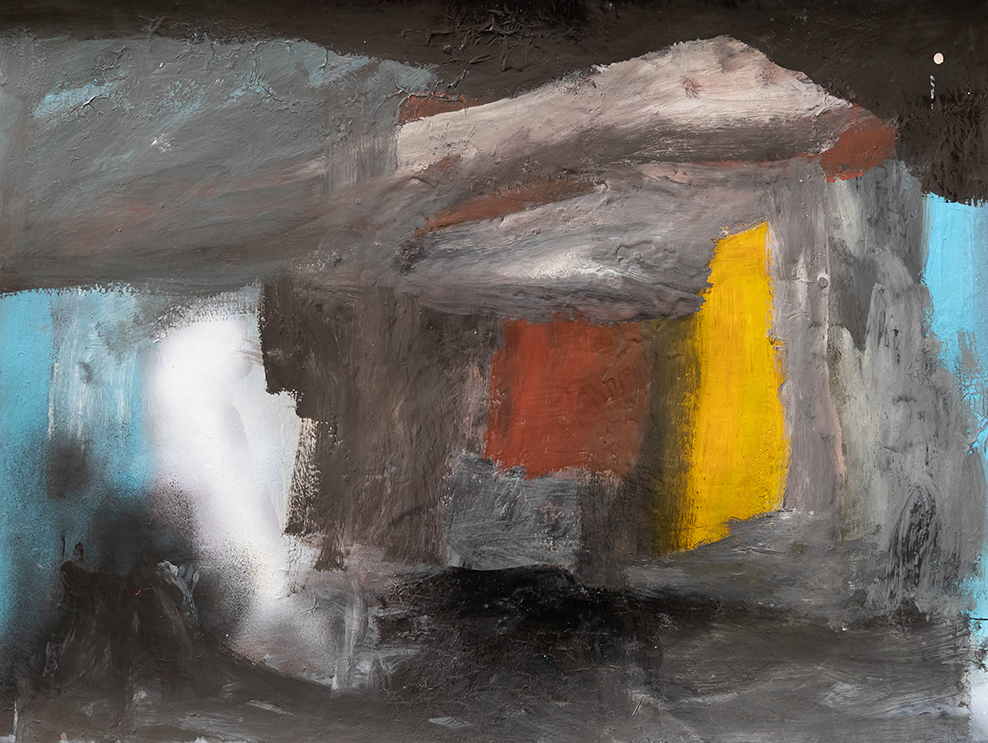 Absent Friends, 2022. Enamel sign paint on paper, 46 x 61cm  (private collection)