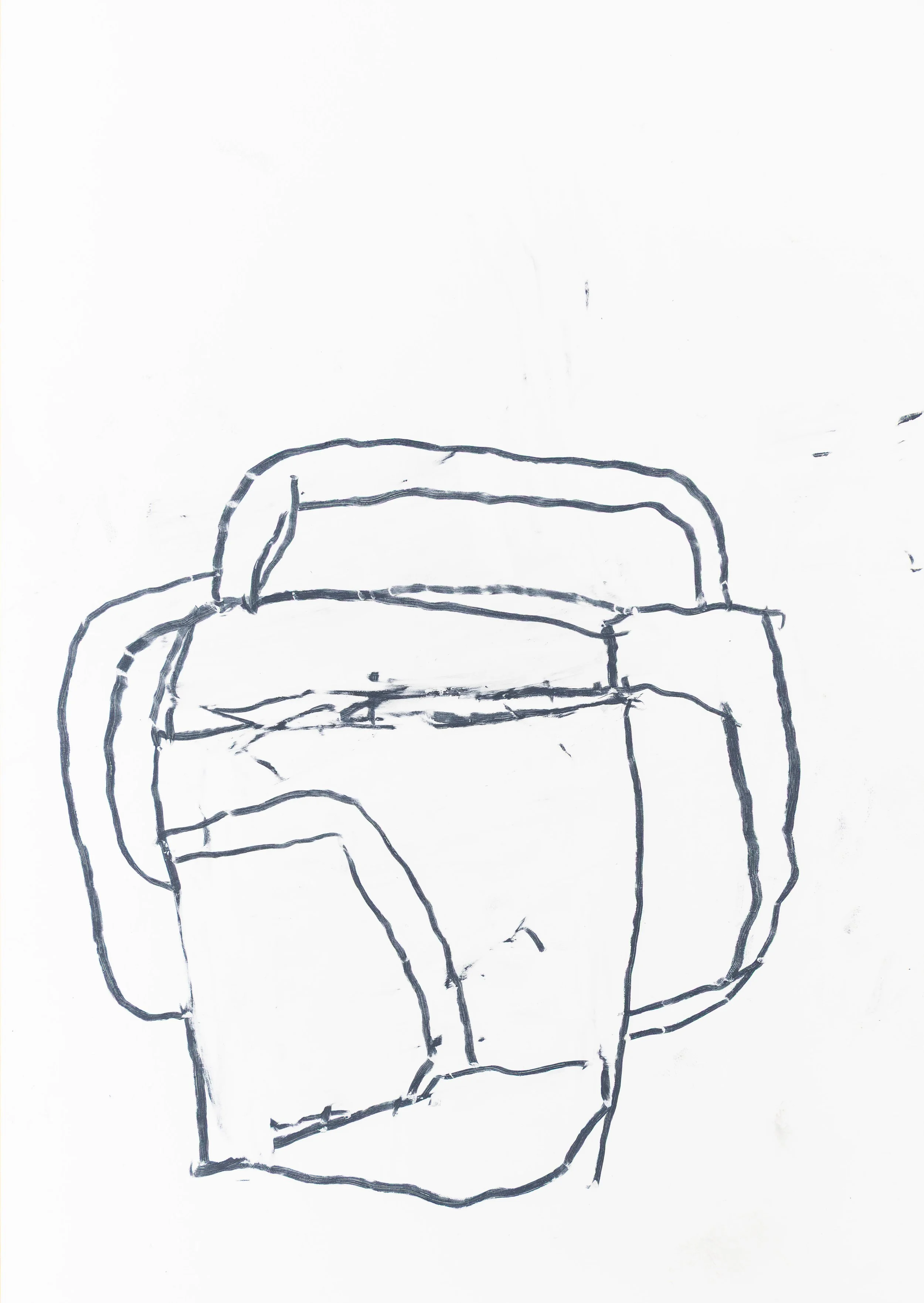Four Handles Drawing, 2026. Wax pastel and graphite on yupo paper, A4