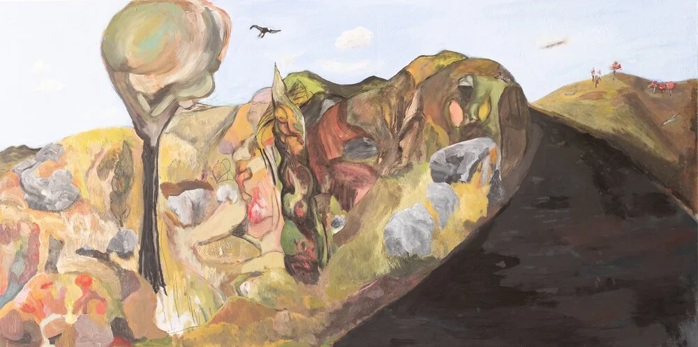 Road near Armidale, 2020. Acrylic on marine ply, 50 x 100cm (first painting)
