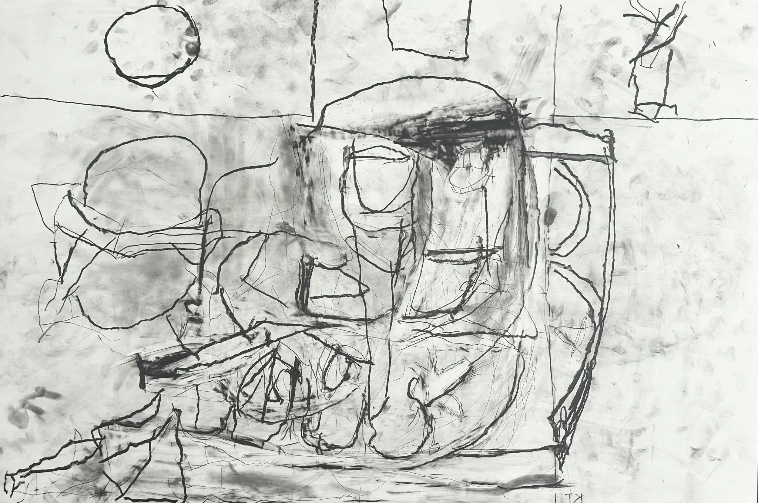 Flower Garden / Night Time, 2026. Graphite and water soluble graphite on yupo paper, 63 x 93cm