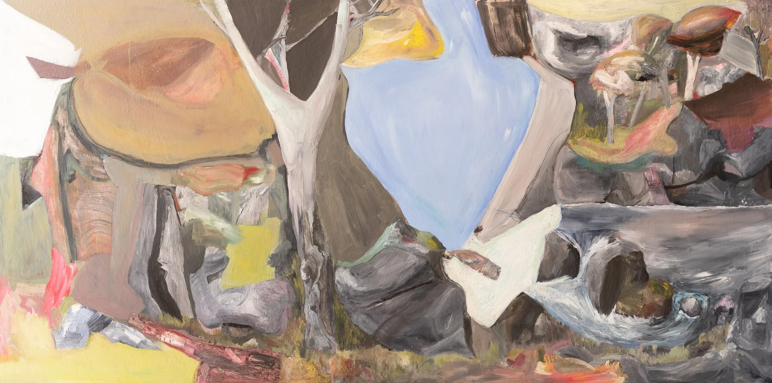 Afternoon at the Blue Hole, 2020. Acrylic on marine ply, 50 x 100cm (second painting)