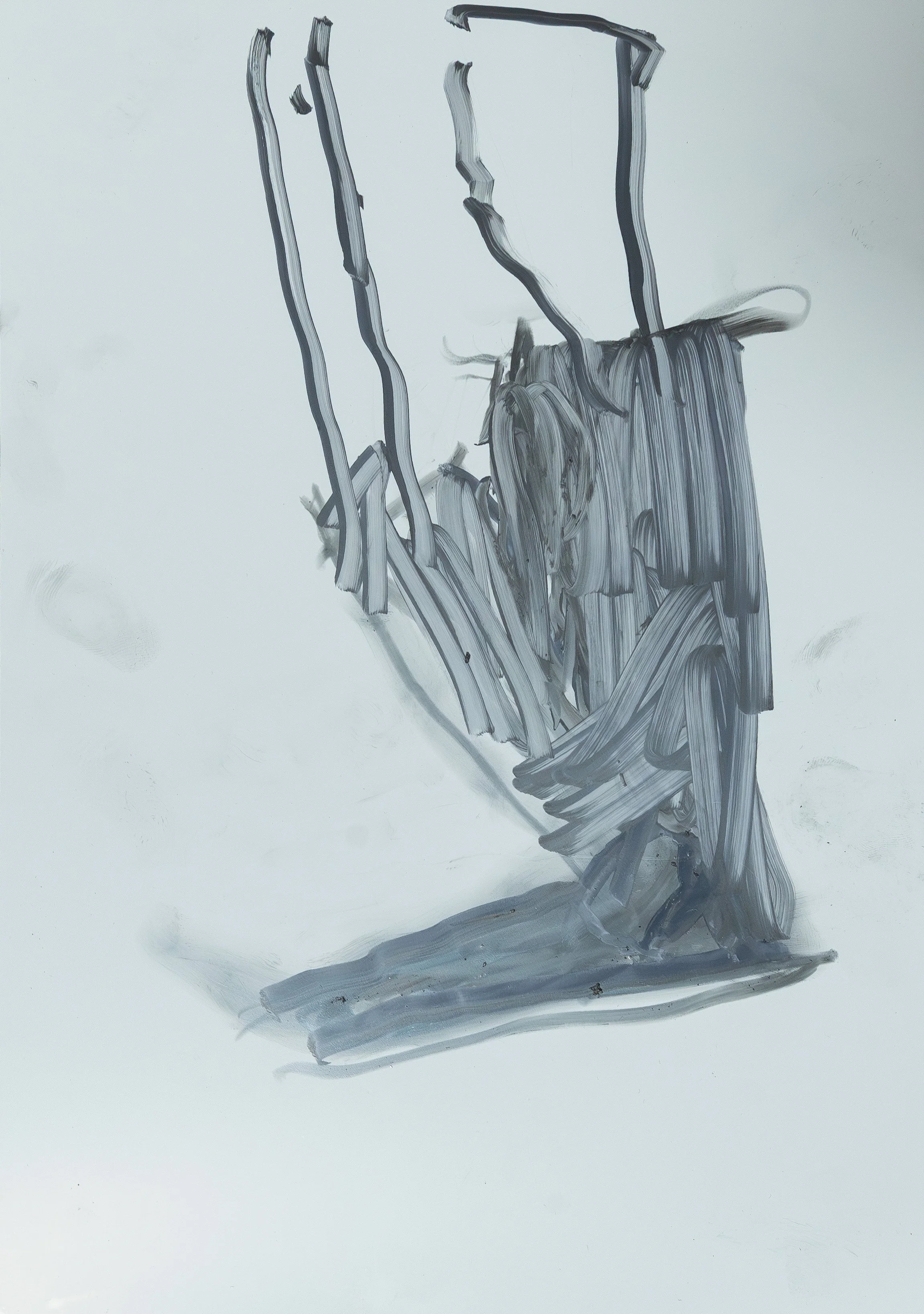 First Untitled Drawing, 2026. Ink and water soluble graphite on yupo paper, A4