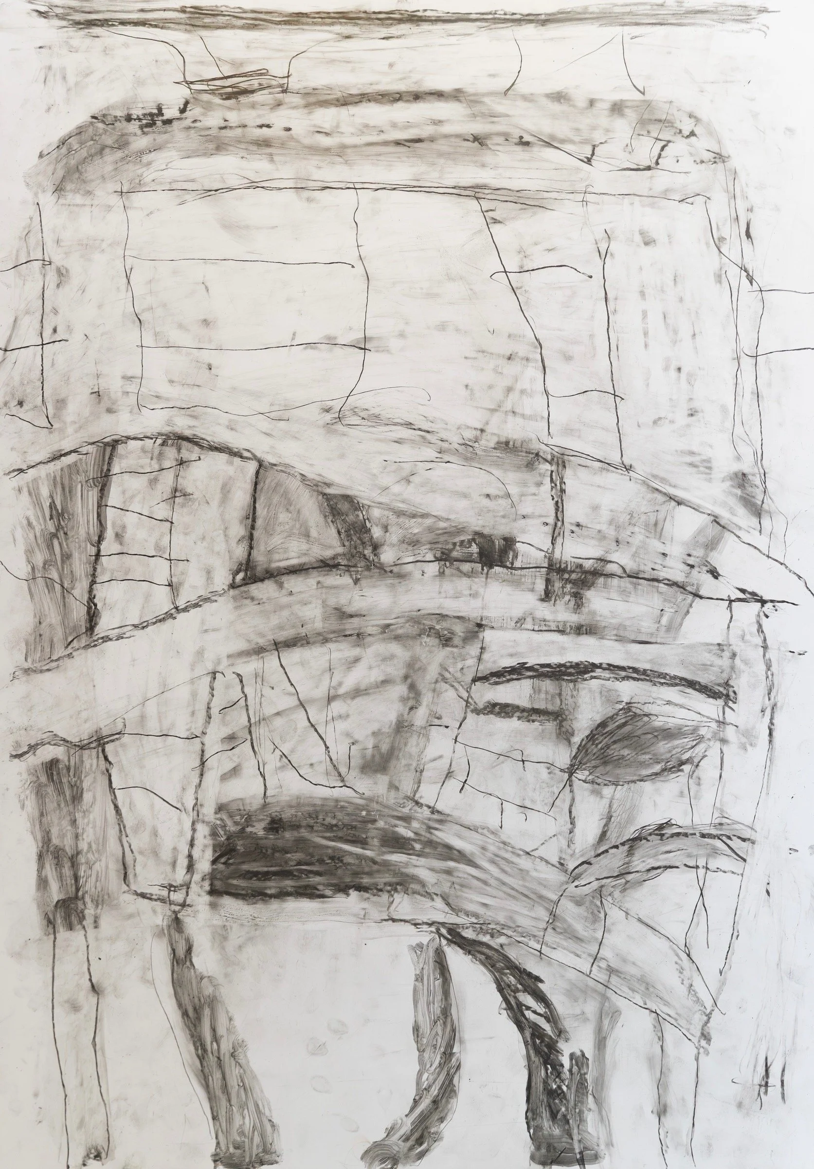 Bed, 2026. Graphite and water soluble graphite on yupo paper, 93 x 63cm