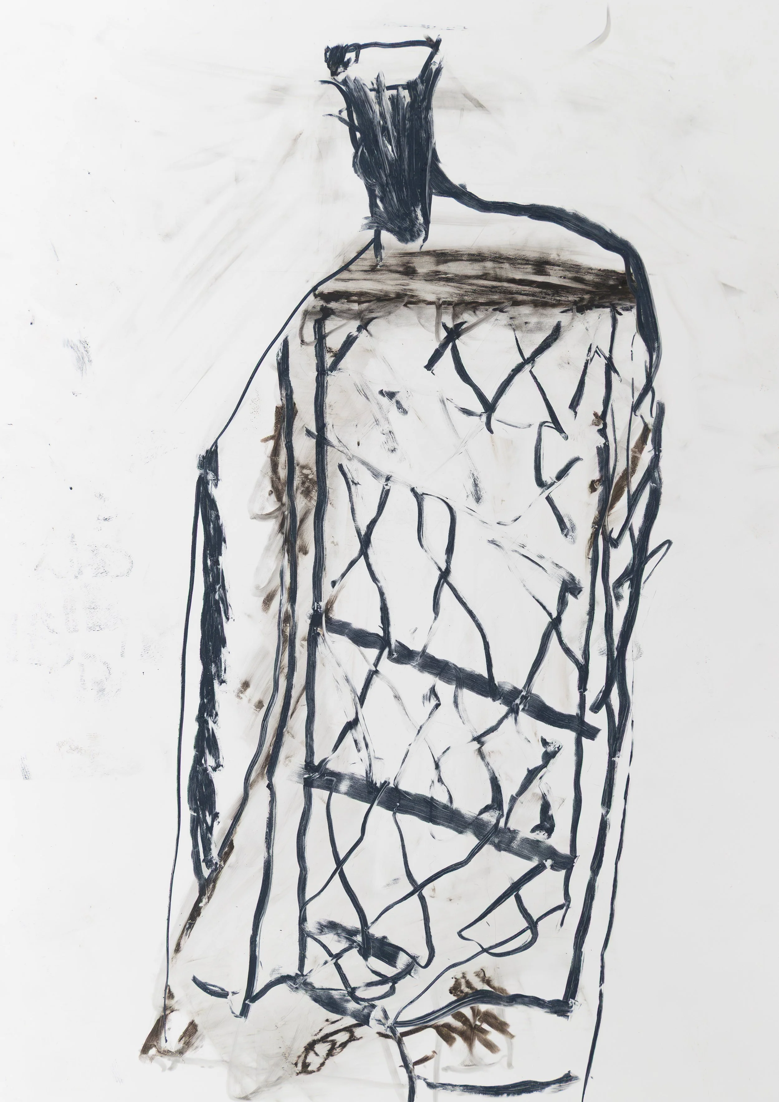 Second Untitled Drawing, 2026. Ink and water soluble graphite on yupo paper, A4