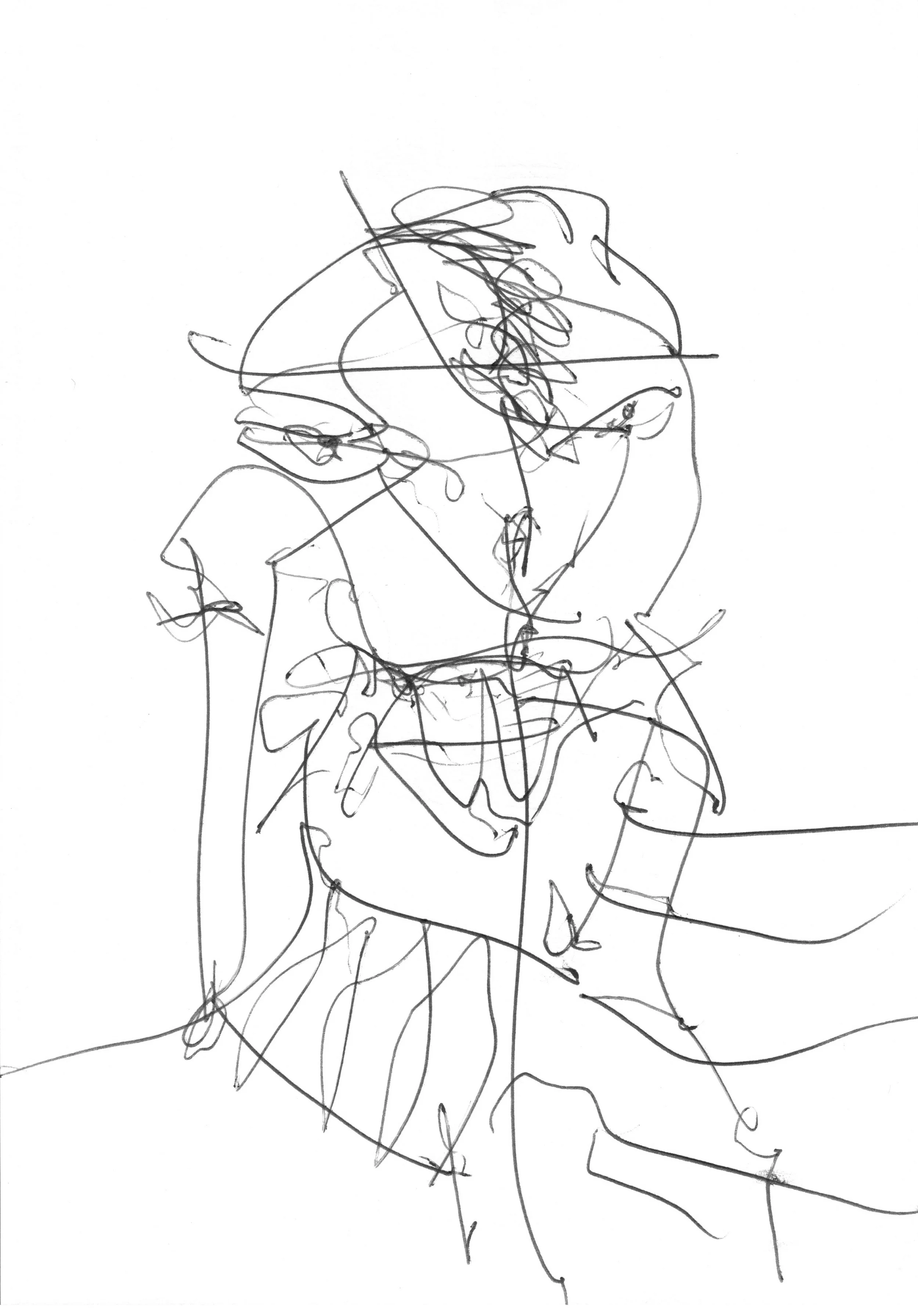 About Praying Mantis, 2025. Ballpoint pen on paper, A5 (private collection)