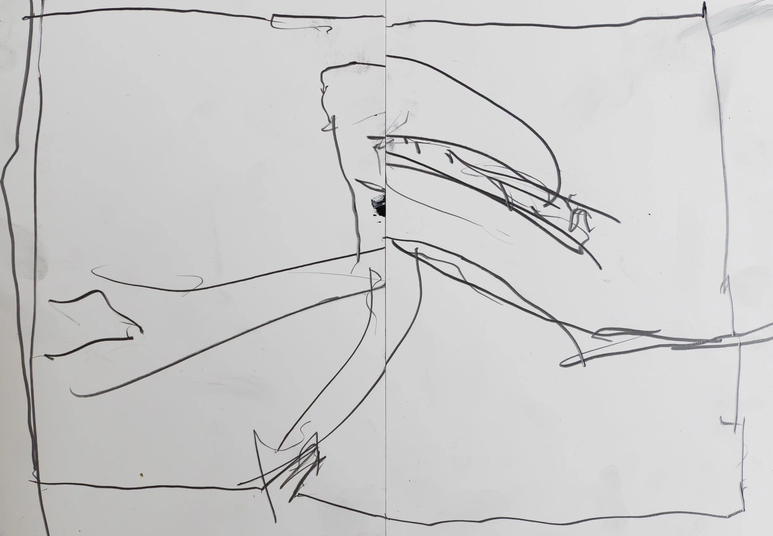 Alien, 2026. Graphite on yupo paper, 17 x 24cm (diptych; each 12 x 17cm)