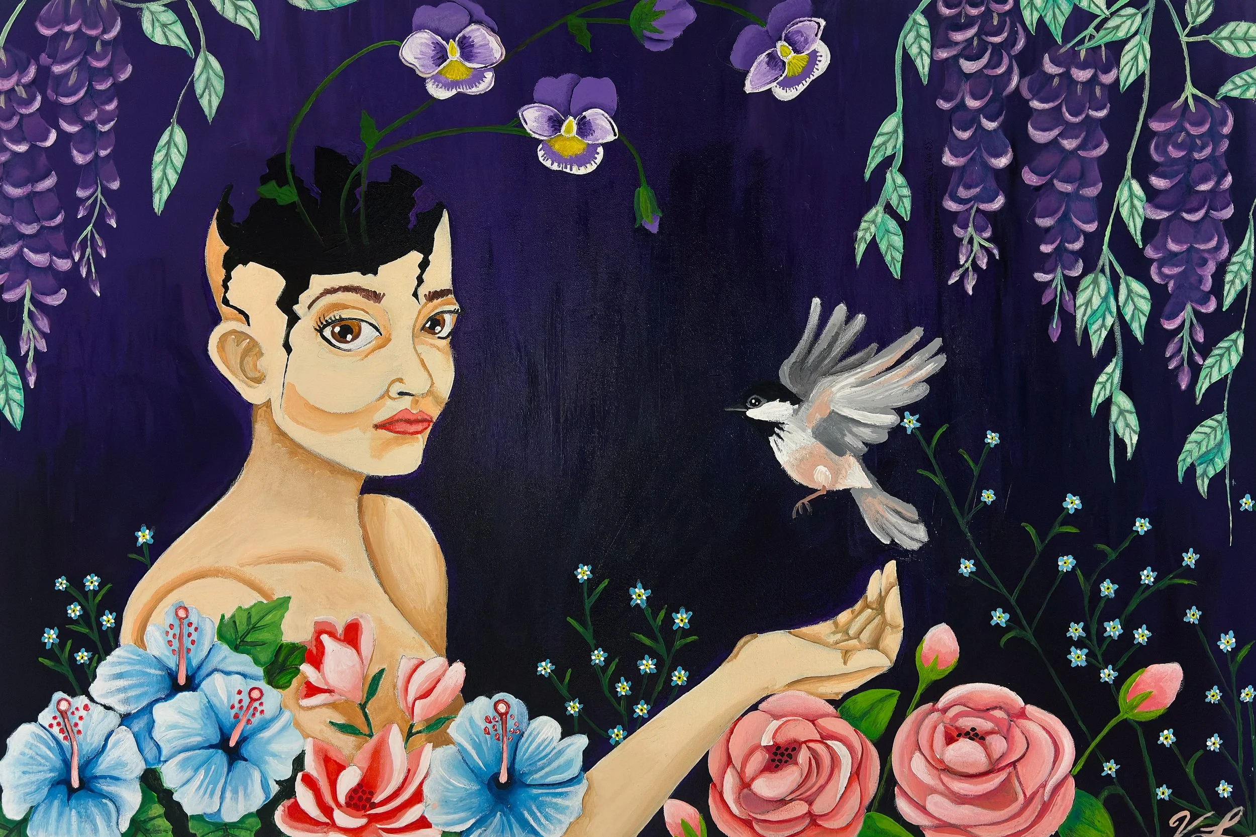 Croitre malgré le néant|
24 x 36 pouces|
Acrylique sur toile|
2025|
Disponible