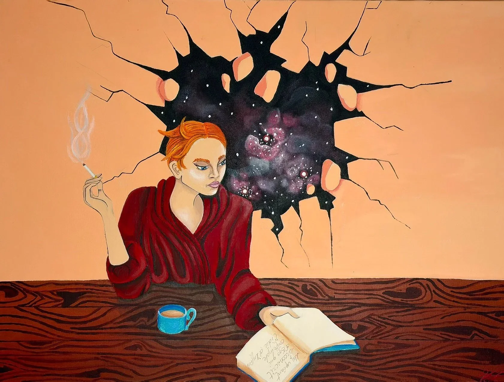 La faille du quotidien|
36 x 48 pouces|
Acrylique sur toile|
2025|
Disponible