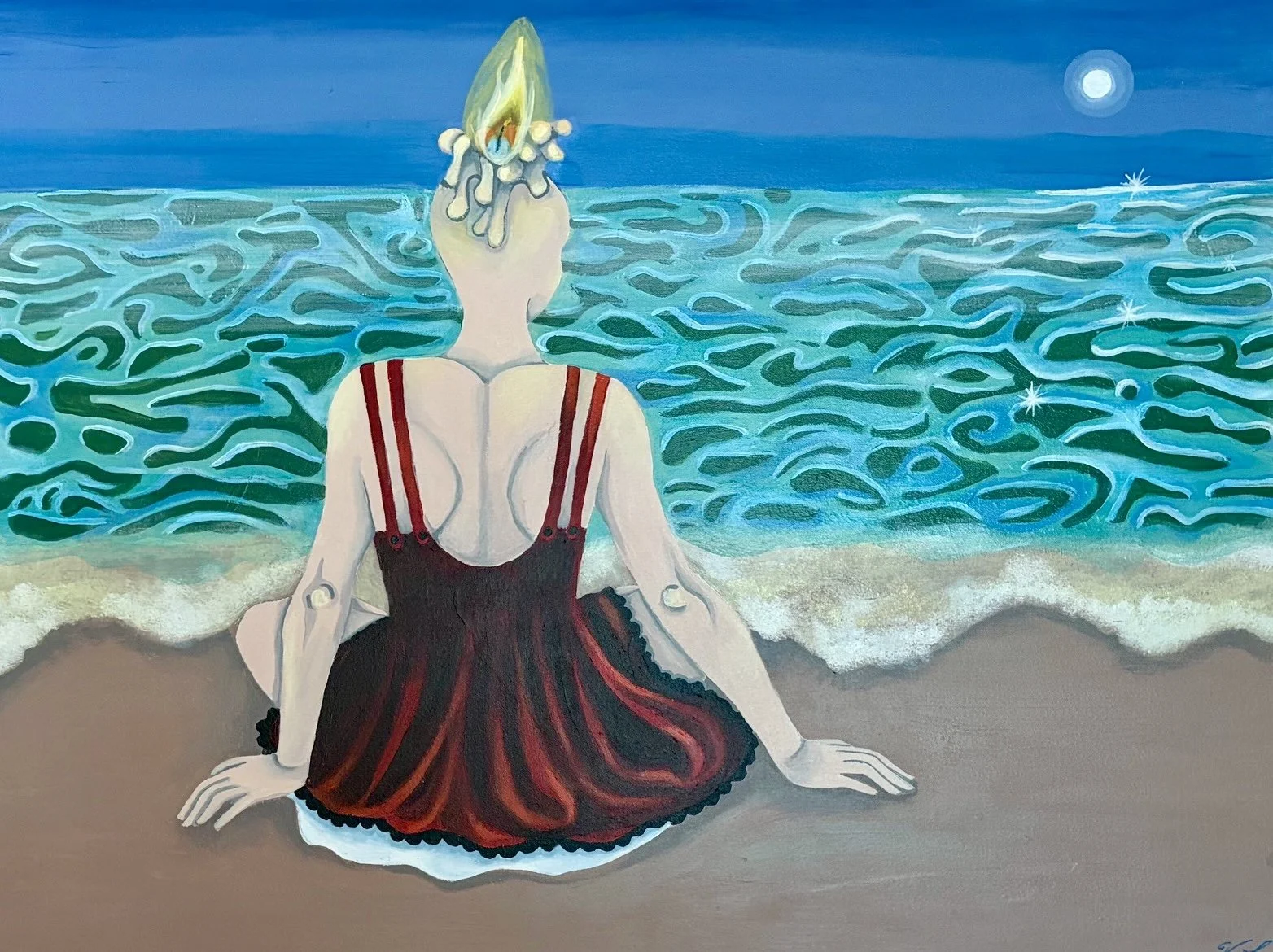 Se consumer ou s'éteindre|
36 x 48 pouces|
Acrylique sur toile|
2025|
Disponible