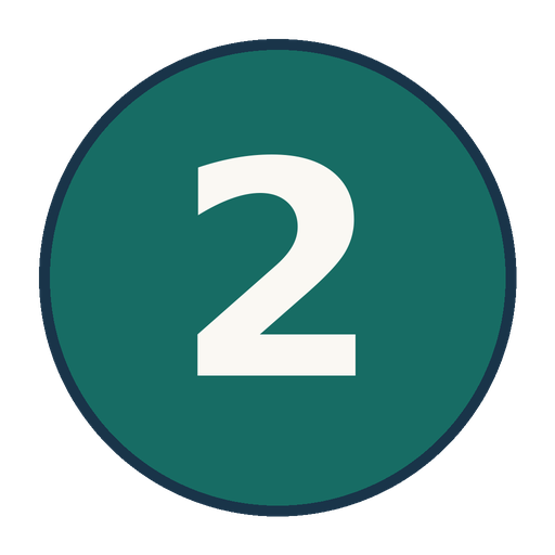 White number 2 centered in a teal circle