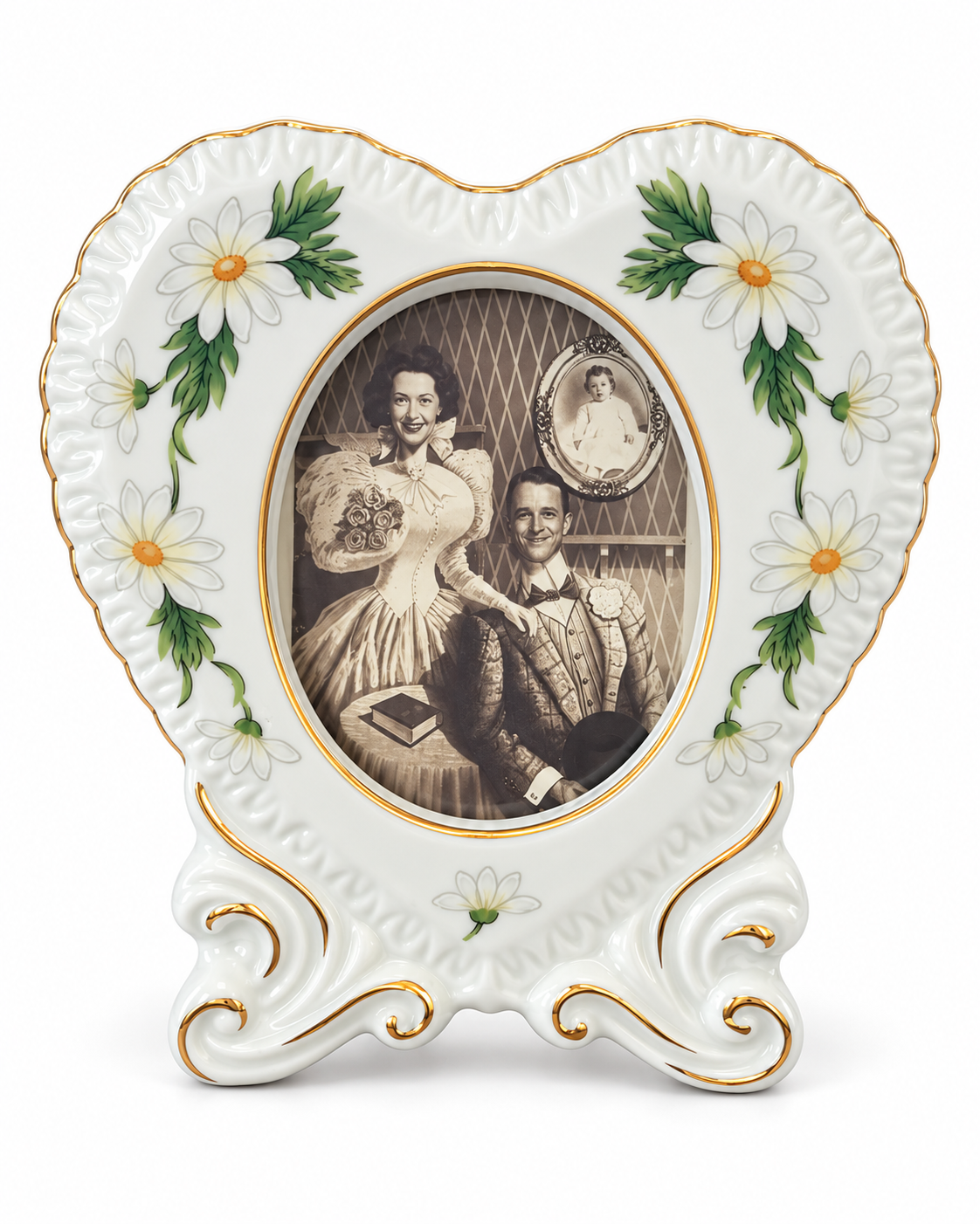 Lefton Daisy Porcelain Picture Frame, No. 1375