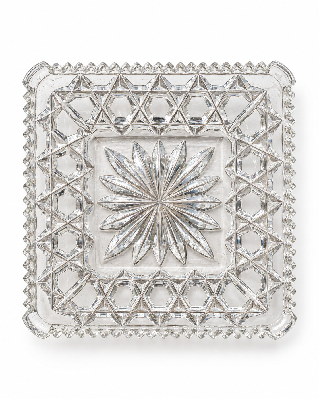 Vintage Indiana Glass Diamond Point Square Serving Dish