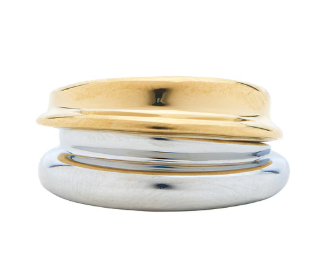 Stacked gold and silver rings