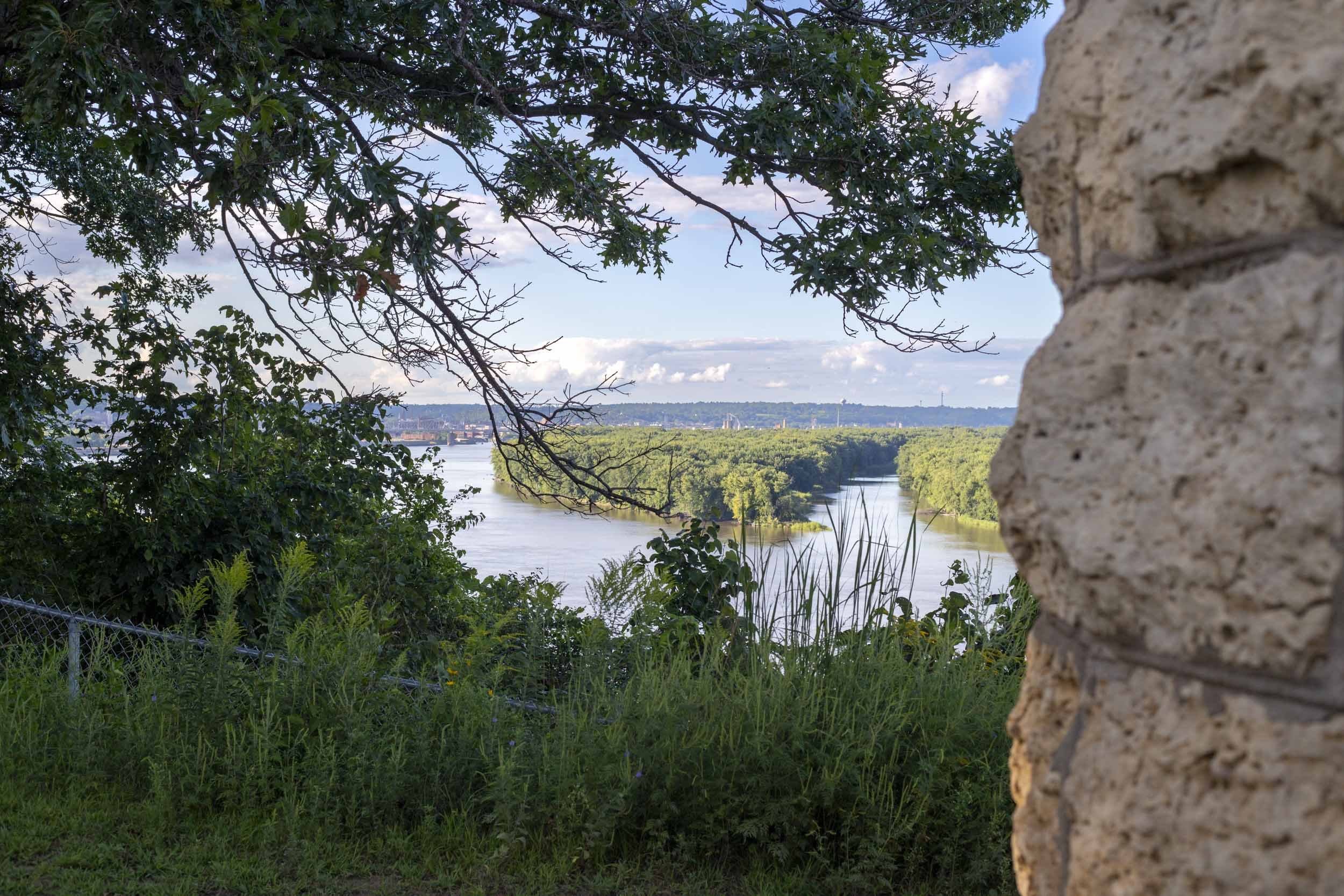Dubuque Monument with Mississippi River
