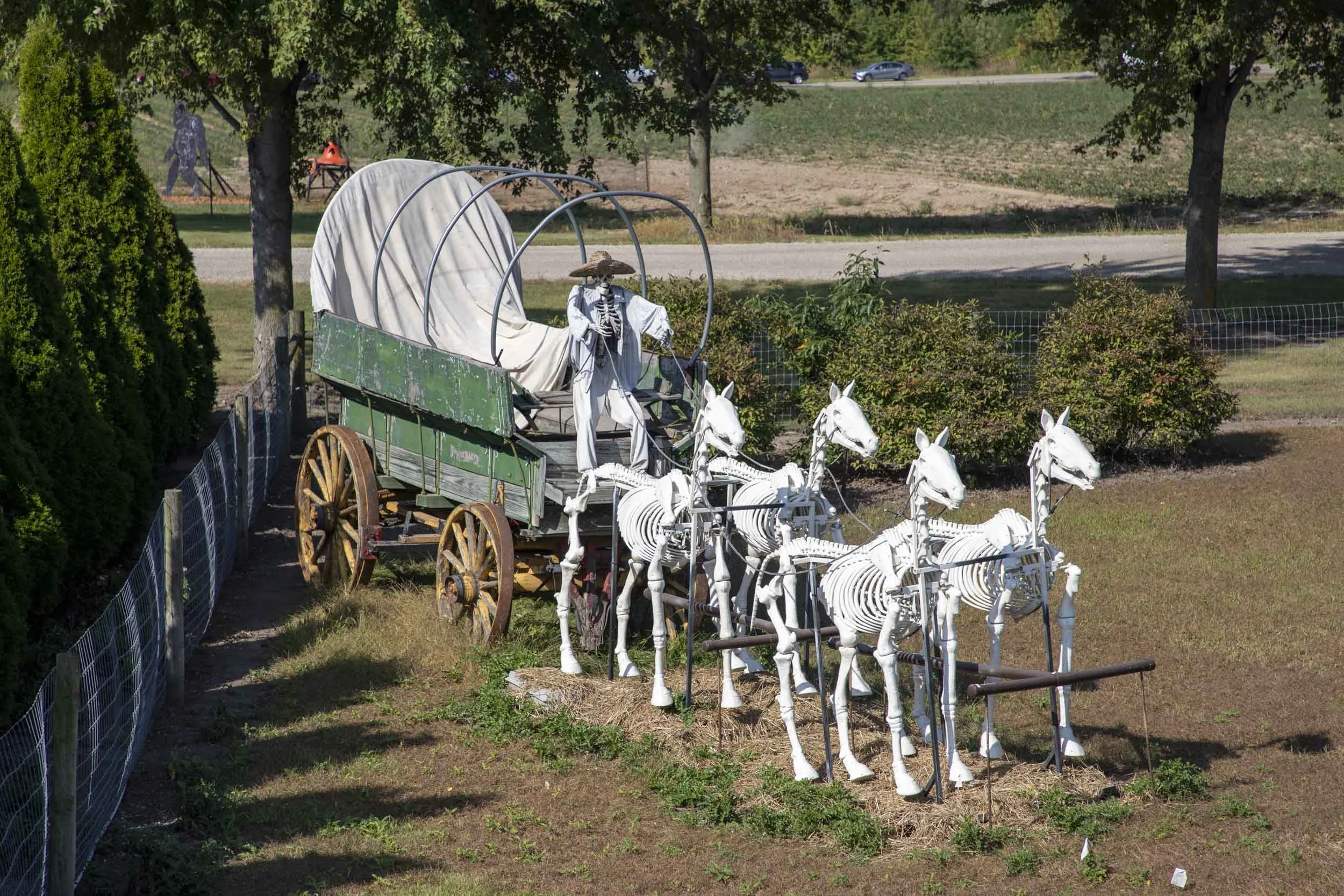 skeleton decoration horses and driver