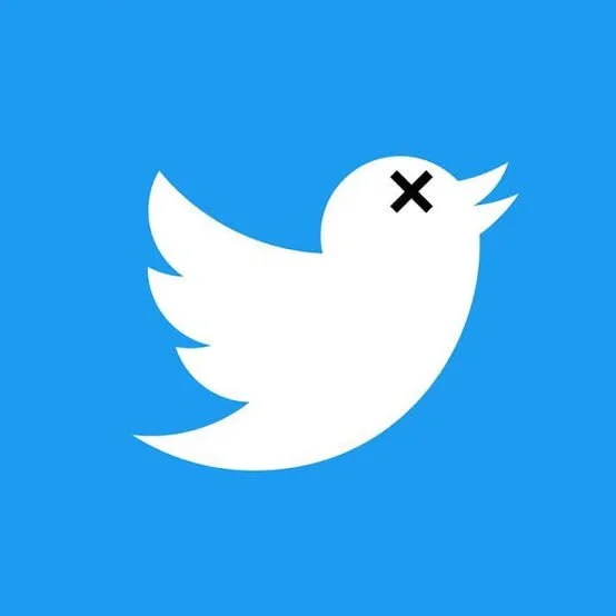 A stylized Twitter bird with an 'X' over its eye on a blue background.