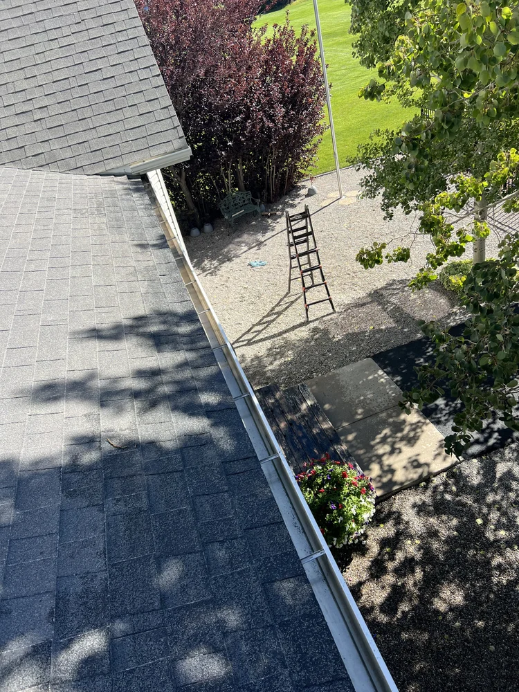 View from a roof during gutter service
