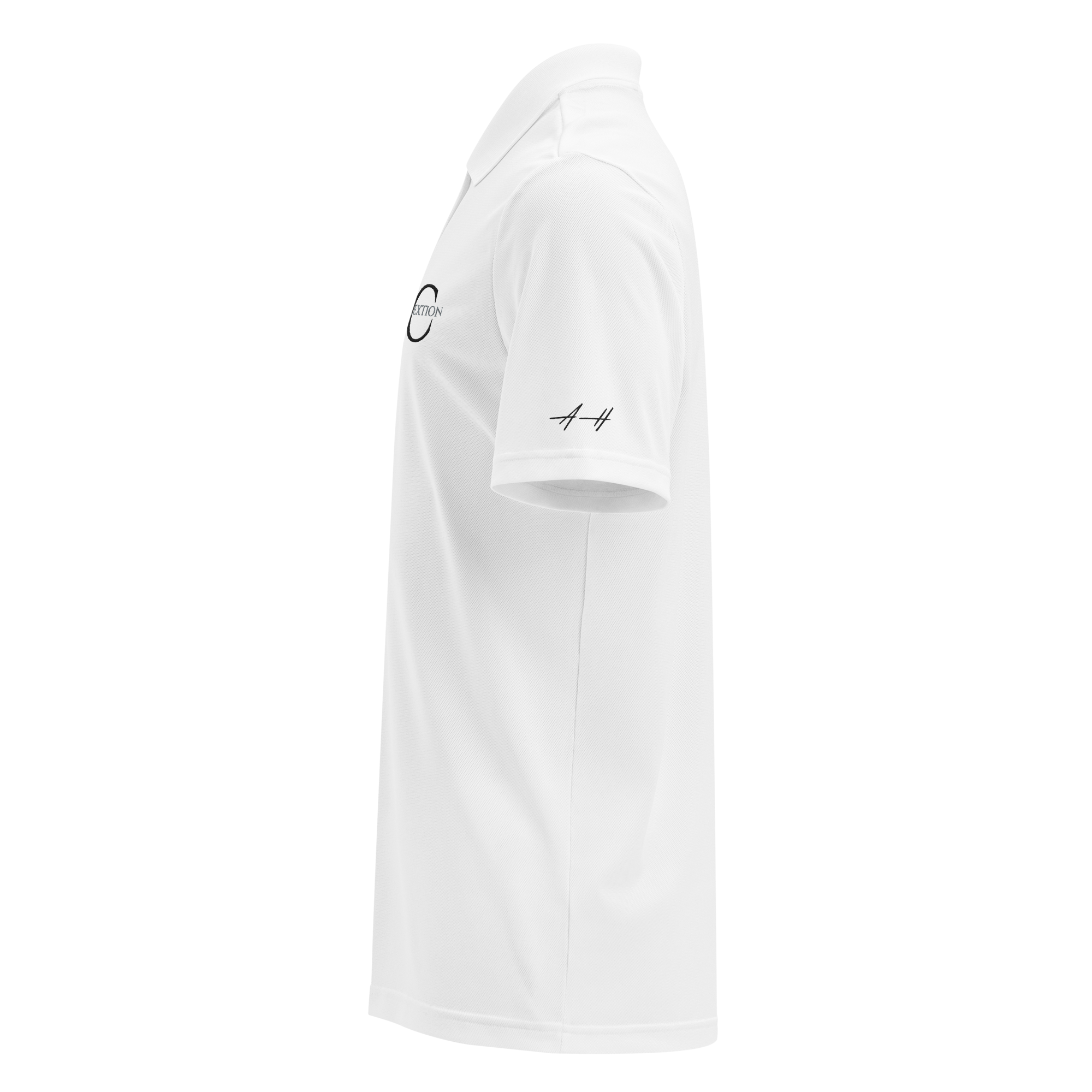 White Adidas sports polo with The Collextion branding.