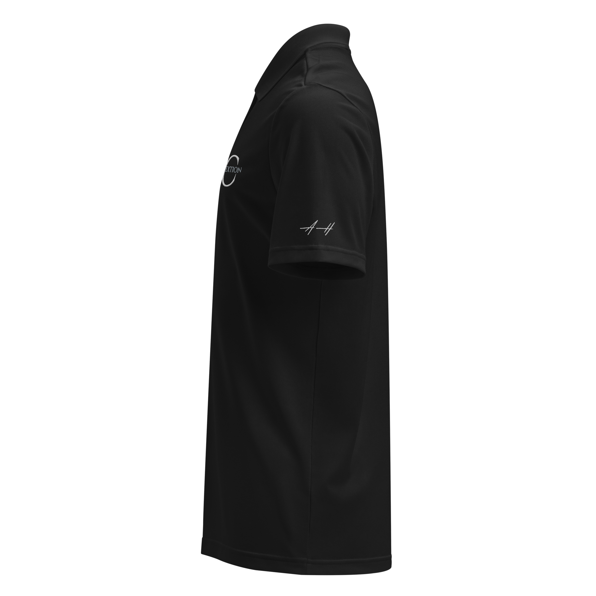 Black Adidas sports polo with The Collextion branding.
