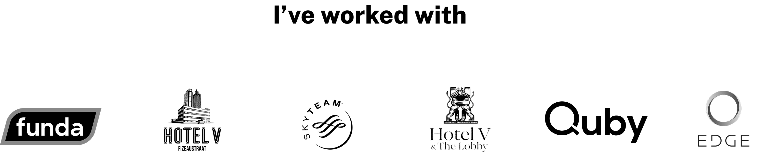 Black background with multiple hotel logo designs in white and gray, including 'funda', 'HOTEL V', 'Hotel V & The Lobby', and other stylized logos.