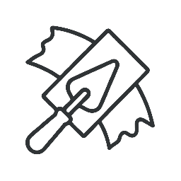 Outline icon of a mop and a cleaning cloth.