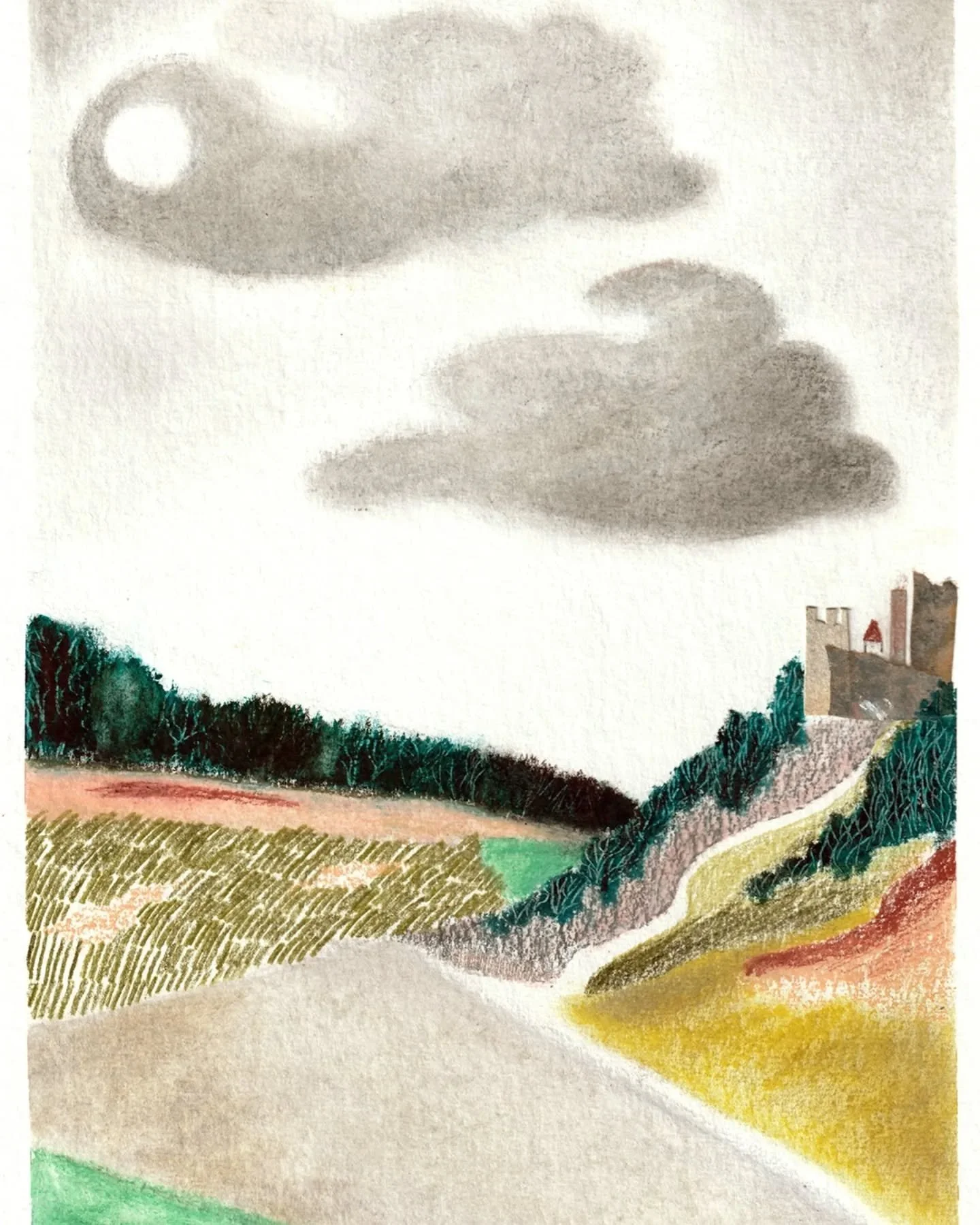 Building a landscape without describing it.

Working through masses,
edges,
silence.

Letting something remain unsaid.

&mdash;
Pastels, crayons and collage
Ongoing series

#landscapeillustration #poeticlandscape #collageart #quietart #elandem_art