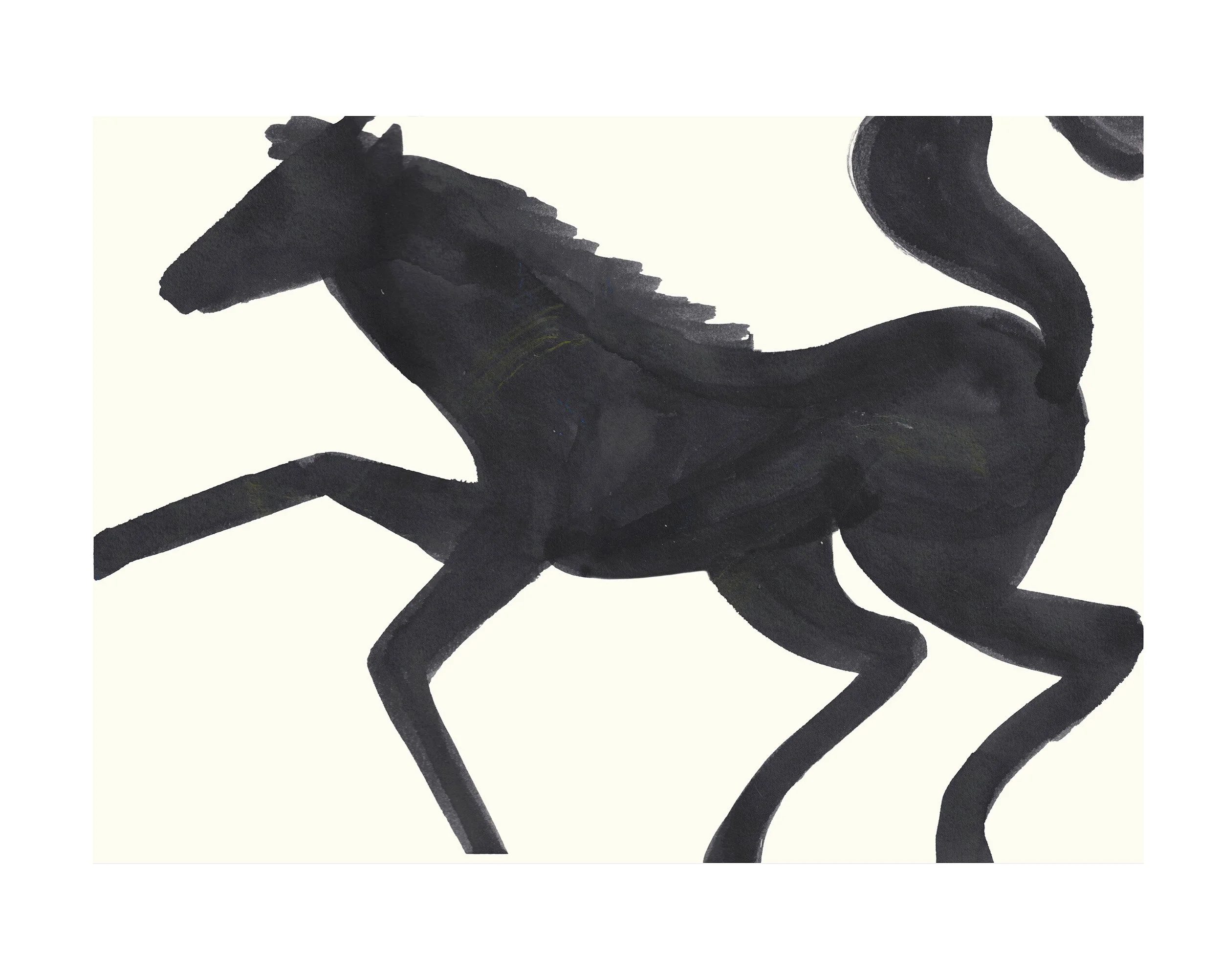 Black silhouette of a horse in profile against a light background.