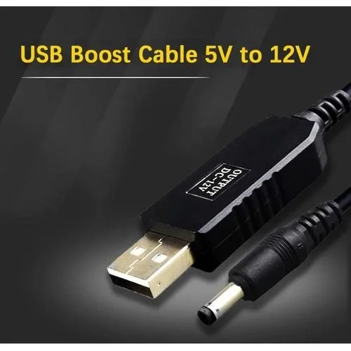 USB 5V to 12V DC Step-Up Power Cable – 5.5mm x 2.1mm Router Power Adapter- Black