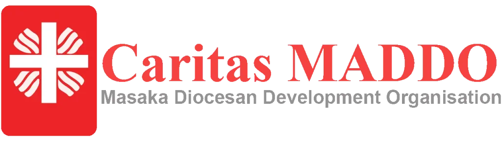 Caritas MADD logo with a red cross and stylized white dove, accompanied by the text 'Caritas MADD' in red and black fonts.