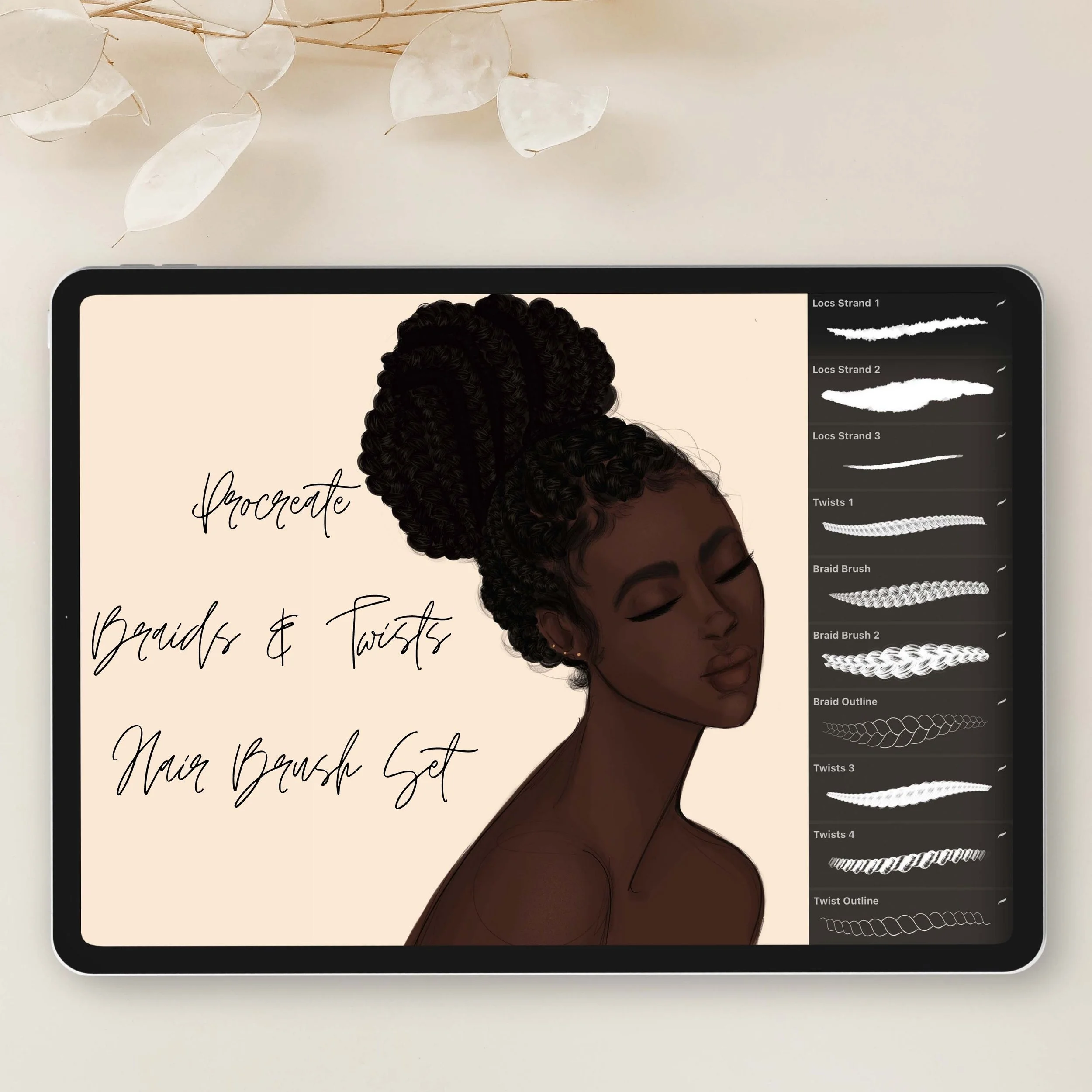 Braids + Twists Procreate Hair Brush Pack | Digital Download