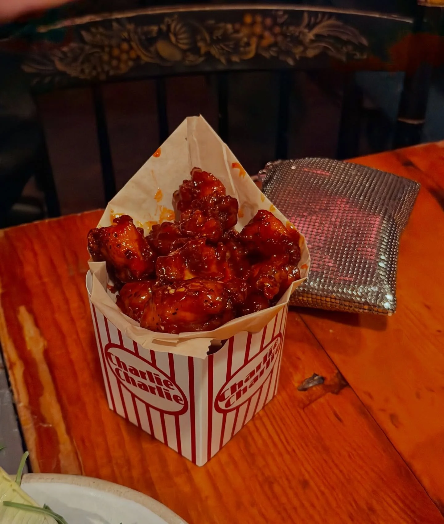 Ordered the faves for @bo.rubinstein and @sierrabyrne2 first time to @c.asincharlie 

Our order:
-popcorn chicken (obvi)
-tuna tartare 
-persimmon salad 
-mushroom bibimbap 
-not featured: potato&rsquo;s w truff
-bagel dessert

Ps. Do not sleep on pe
