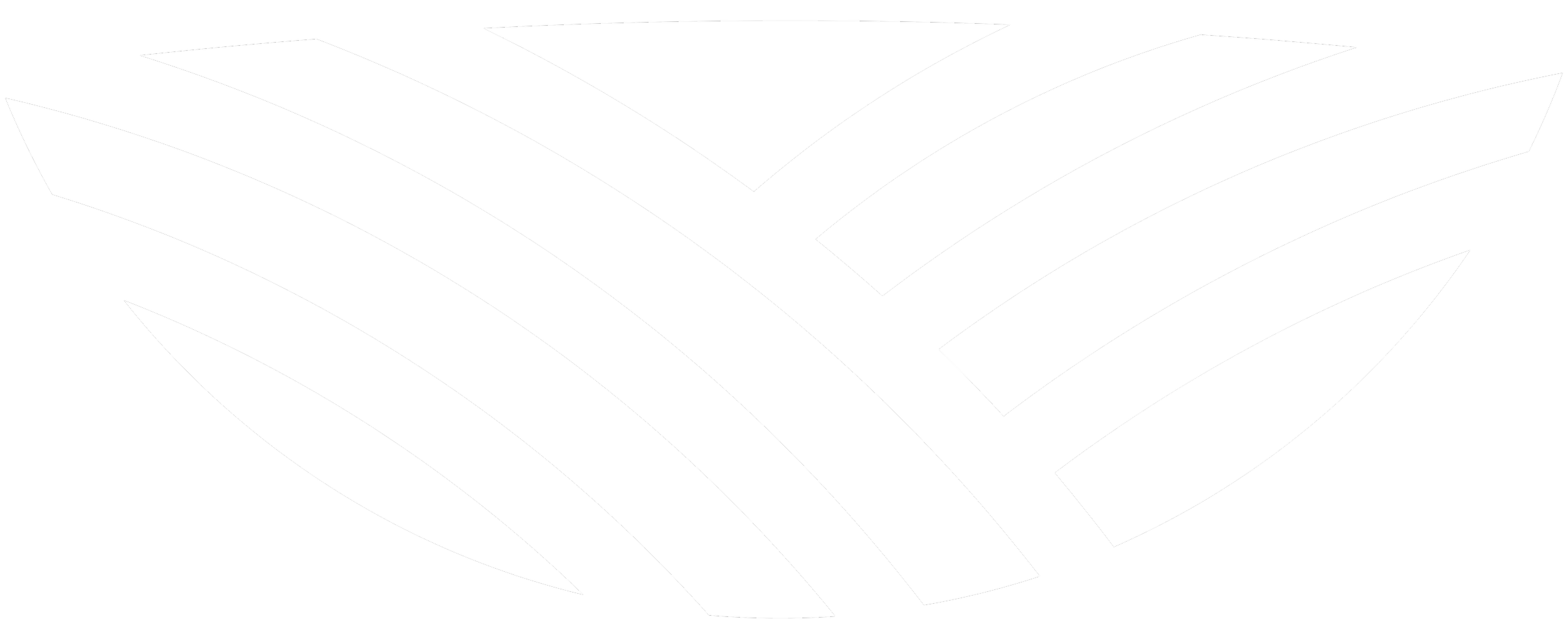 Abstract white geometric chevron and arrow shapes on a black background