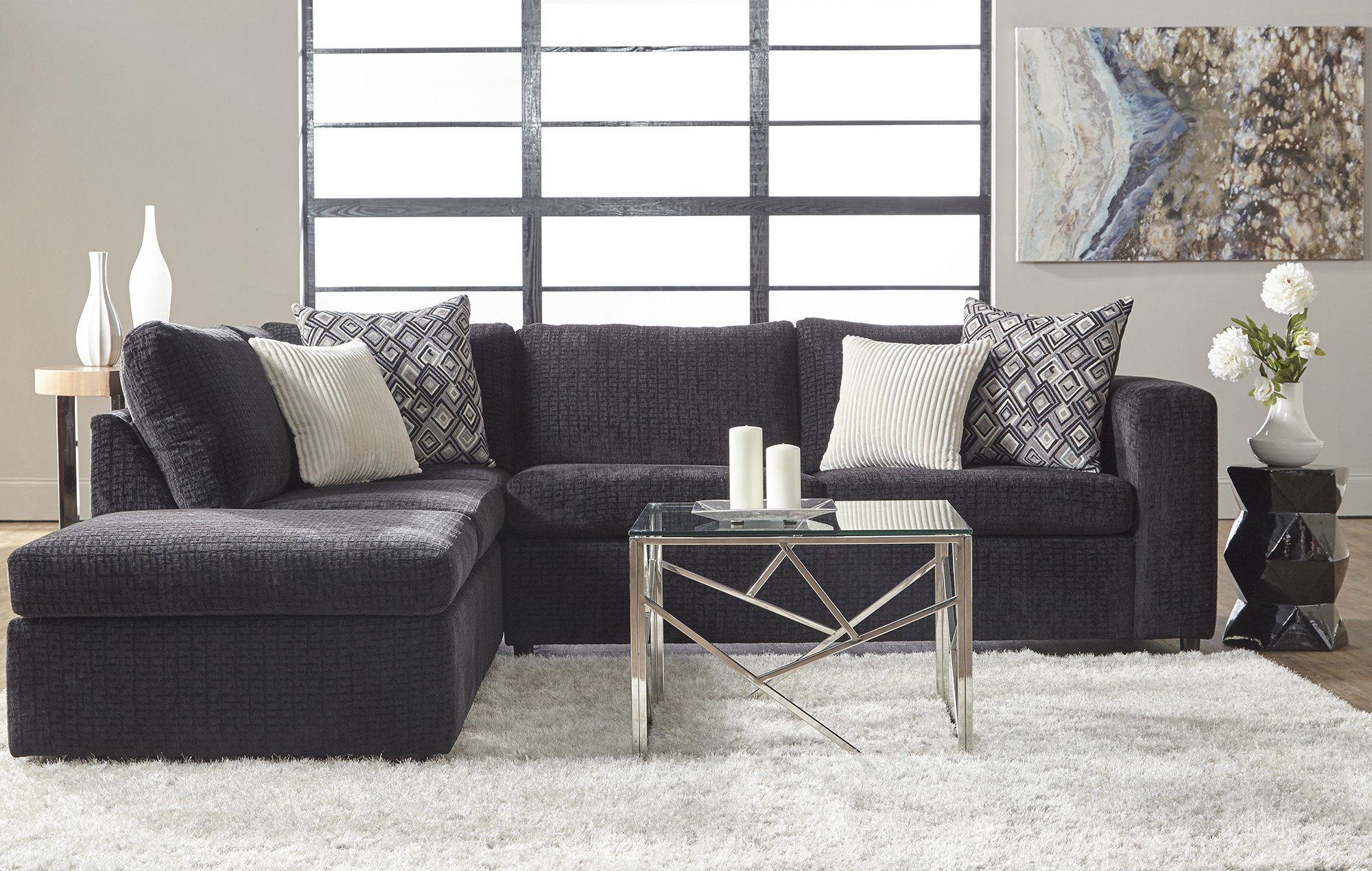 Ultimate Ebony Modern Elegance L-Shape Sectional Sofa