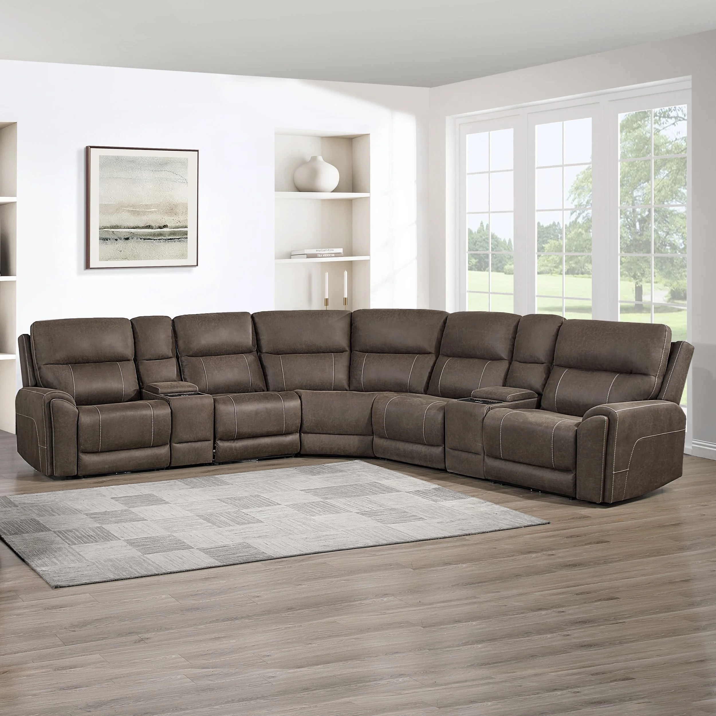 Gaia Power Sectional Sofa in Sable Brown