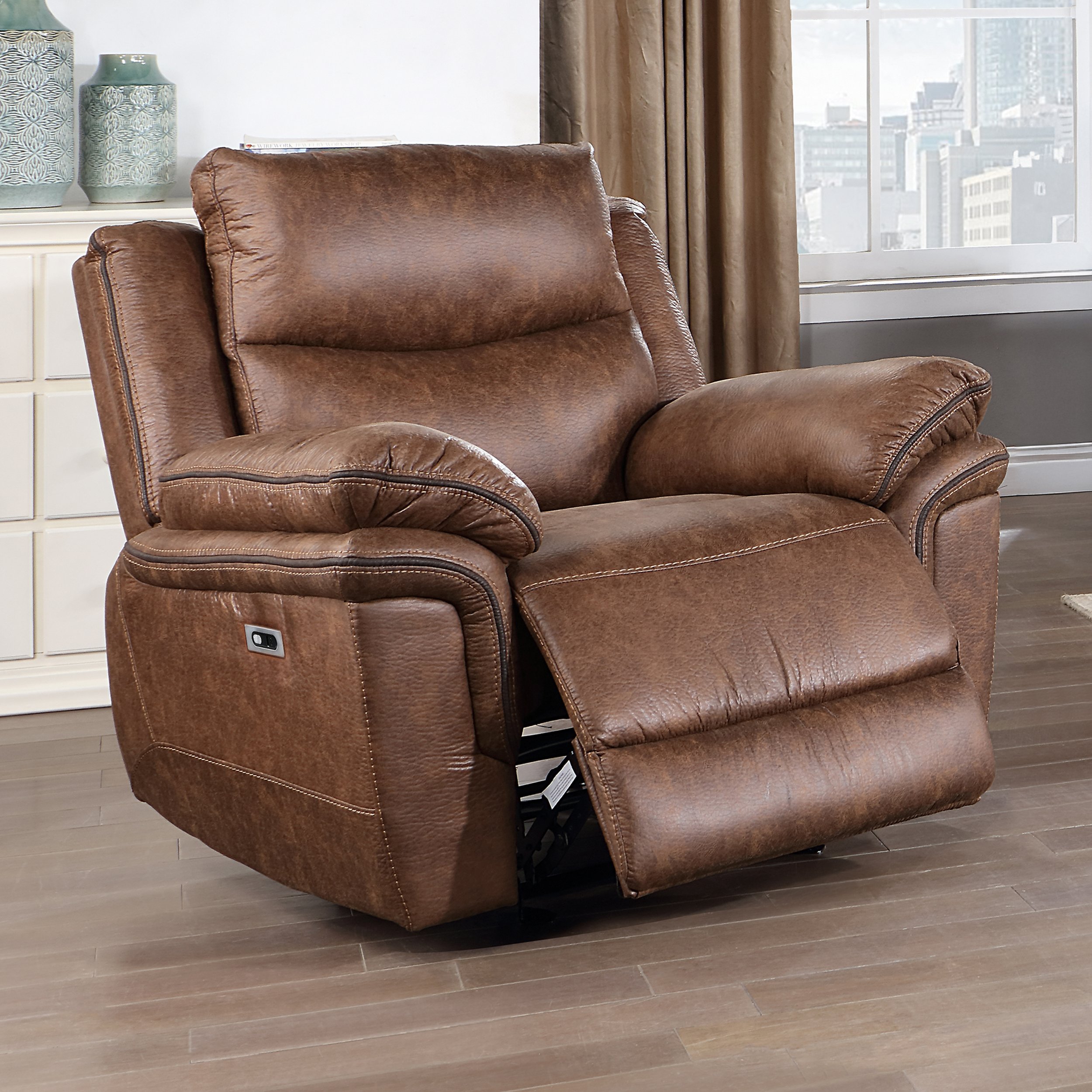 RYLAND GLIDER RECLINER W/PWR FR- BROWN