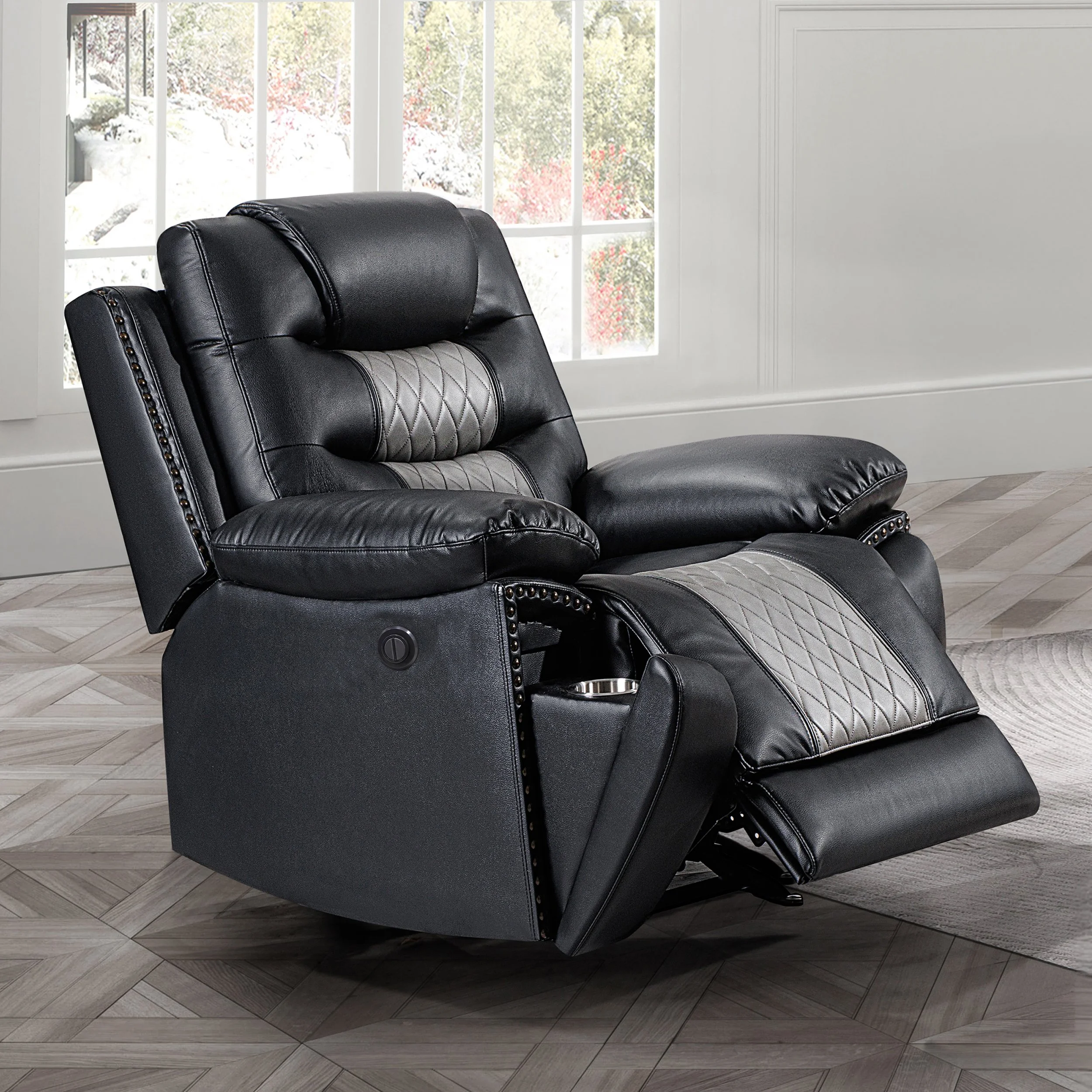 NIKKO GLIDER RECLINER W/PWR FR-BLACK/GRAY