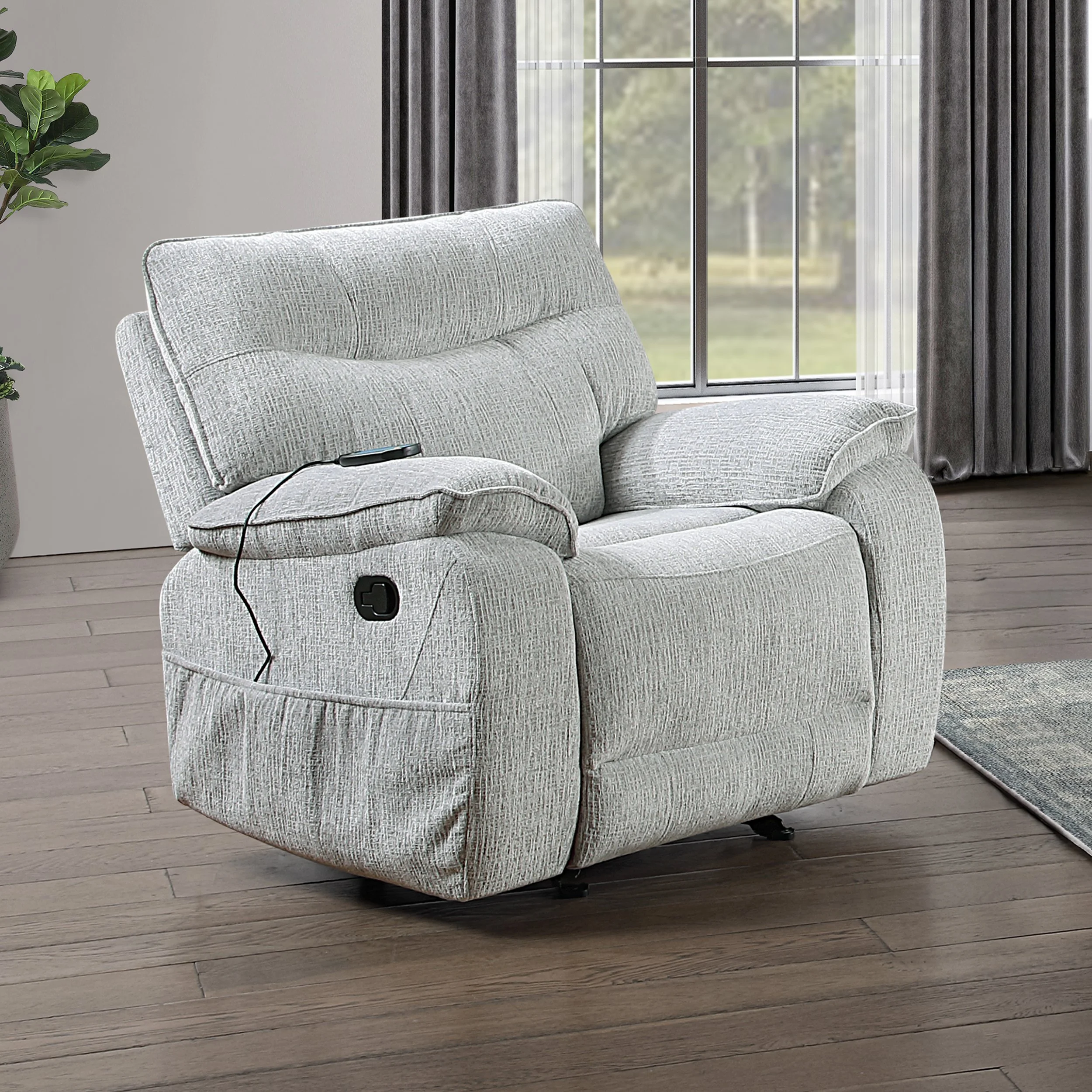 CHABLIS GLIDER RECLINER W/HEAT & MASSAGE-MIST GRAY
