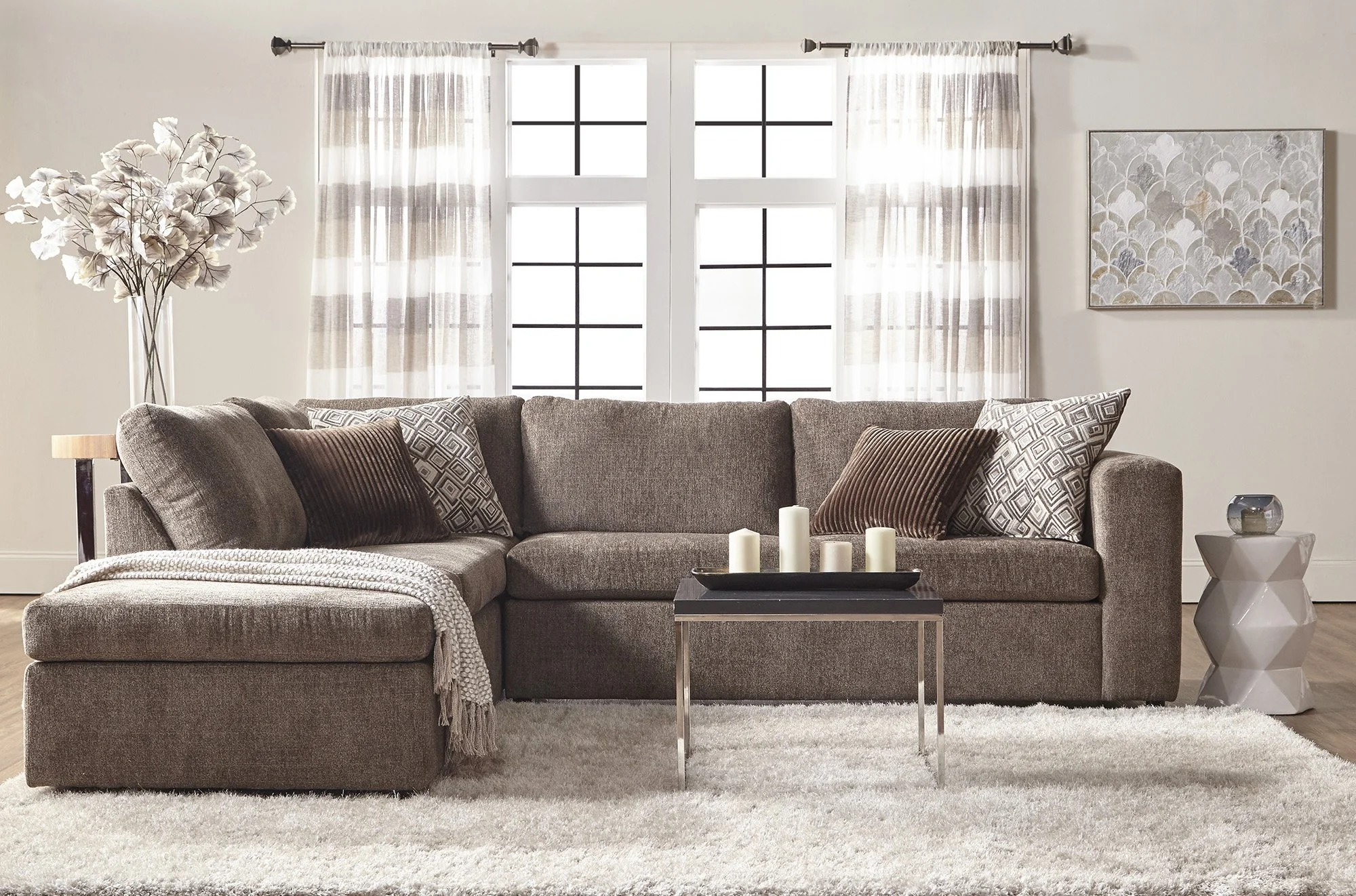 Angora Tabby Plush Modular Sectional Sofa