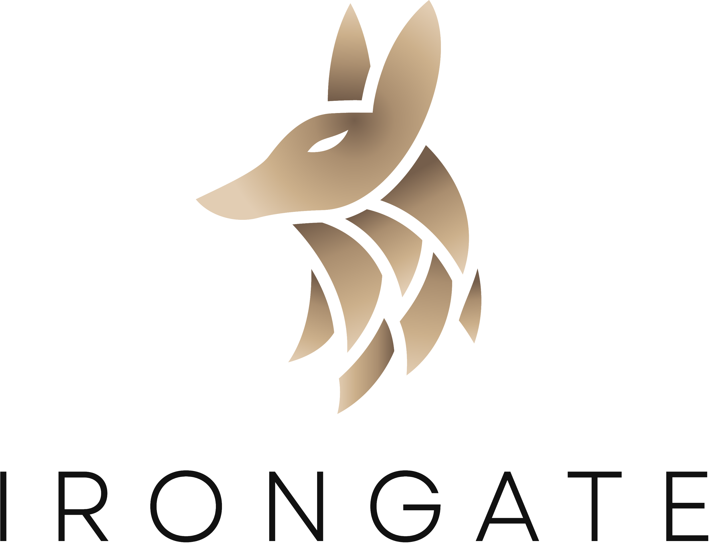 A stylized logo of a fox's face with geometric shapes and metallic gold and beige tones. The fox's profile faces left, with the word 'FRONTAGE' in bold black and white text below it.