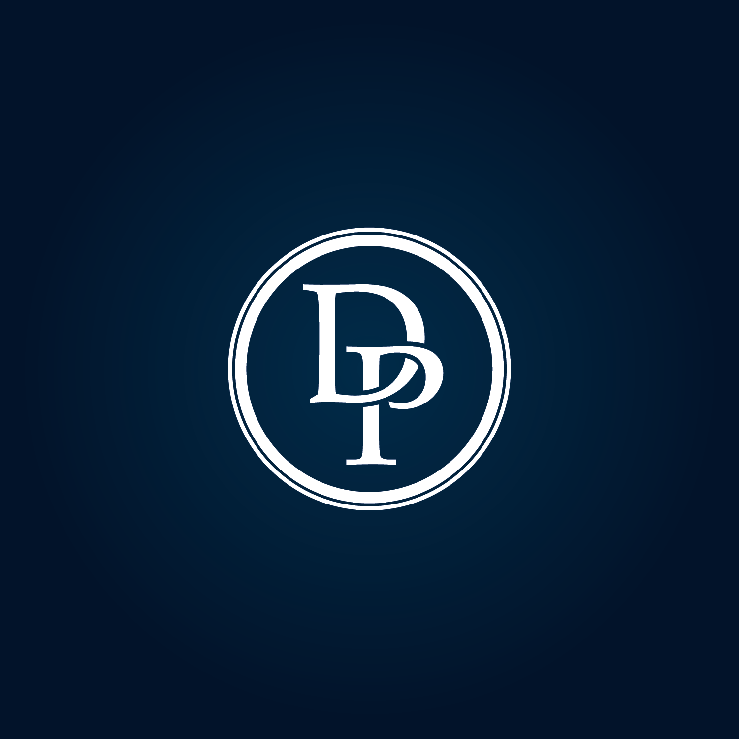 Logo with the letters D, D, and P inside a double circle on a dark blue background.