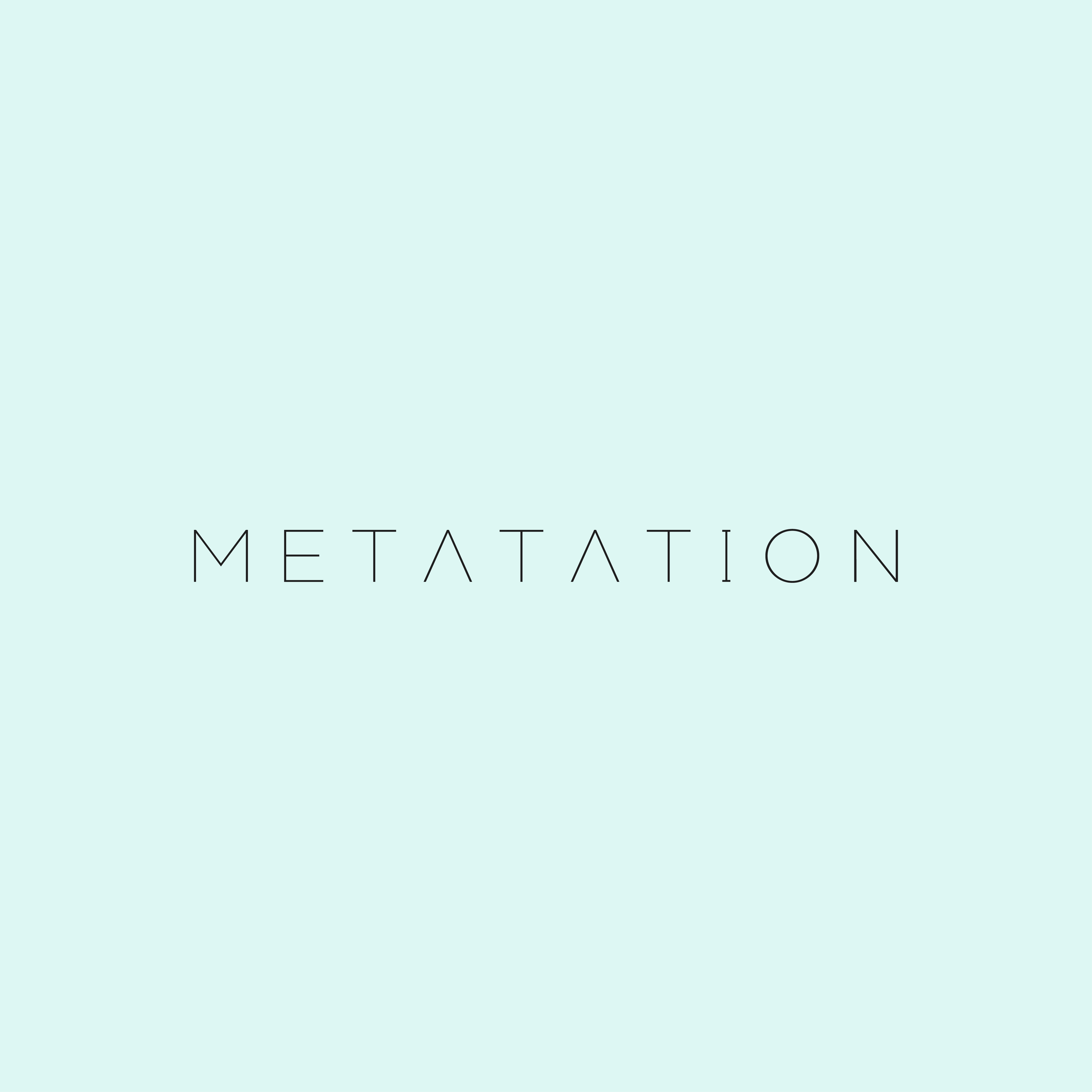 Cover art with a light blue background and the word 'METATATION' written in thin black letters in the center.