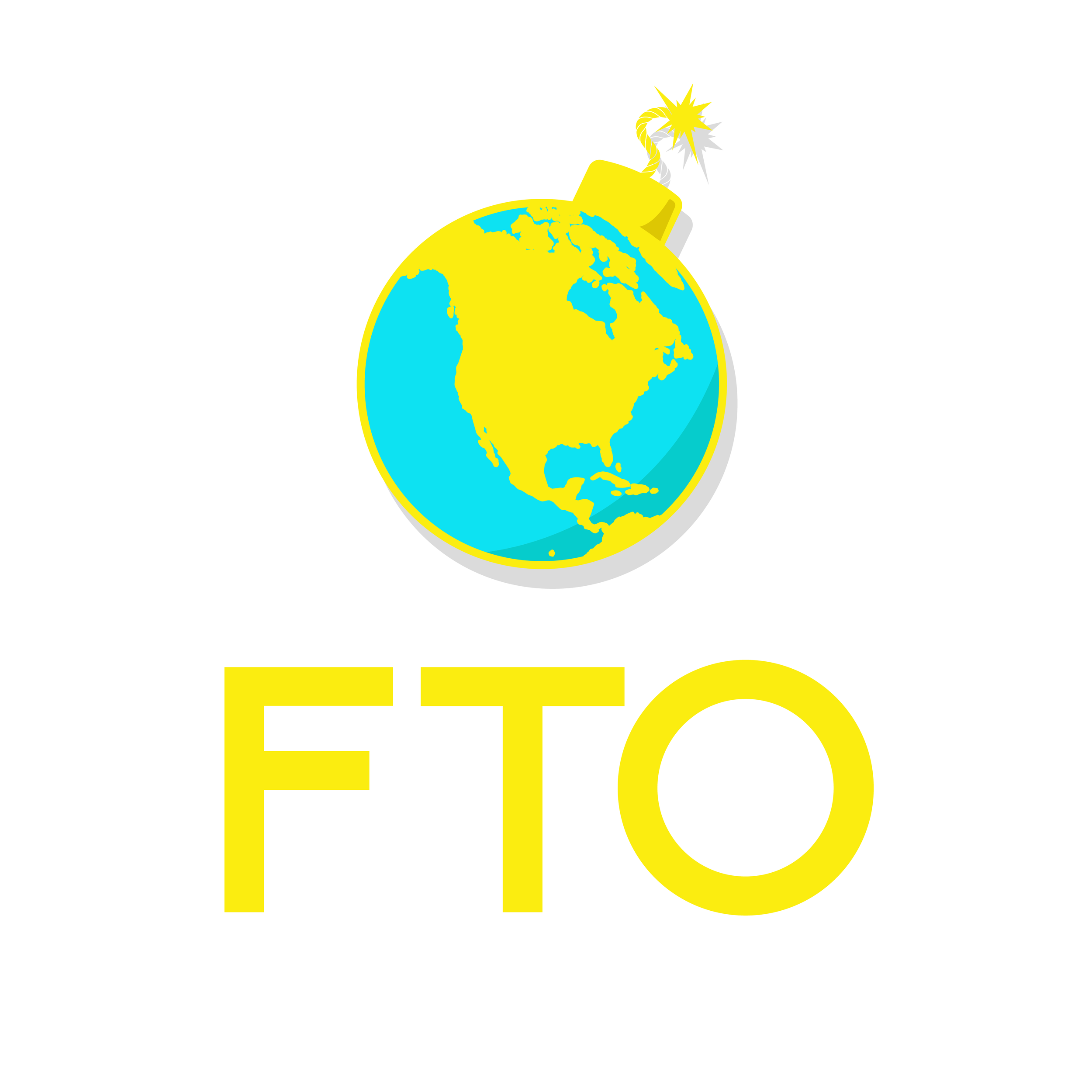 A cartoon illustration of the Earth depicted as a bomb with a lit fuse, above the word "FTO" in yellow letters.