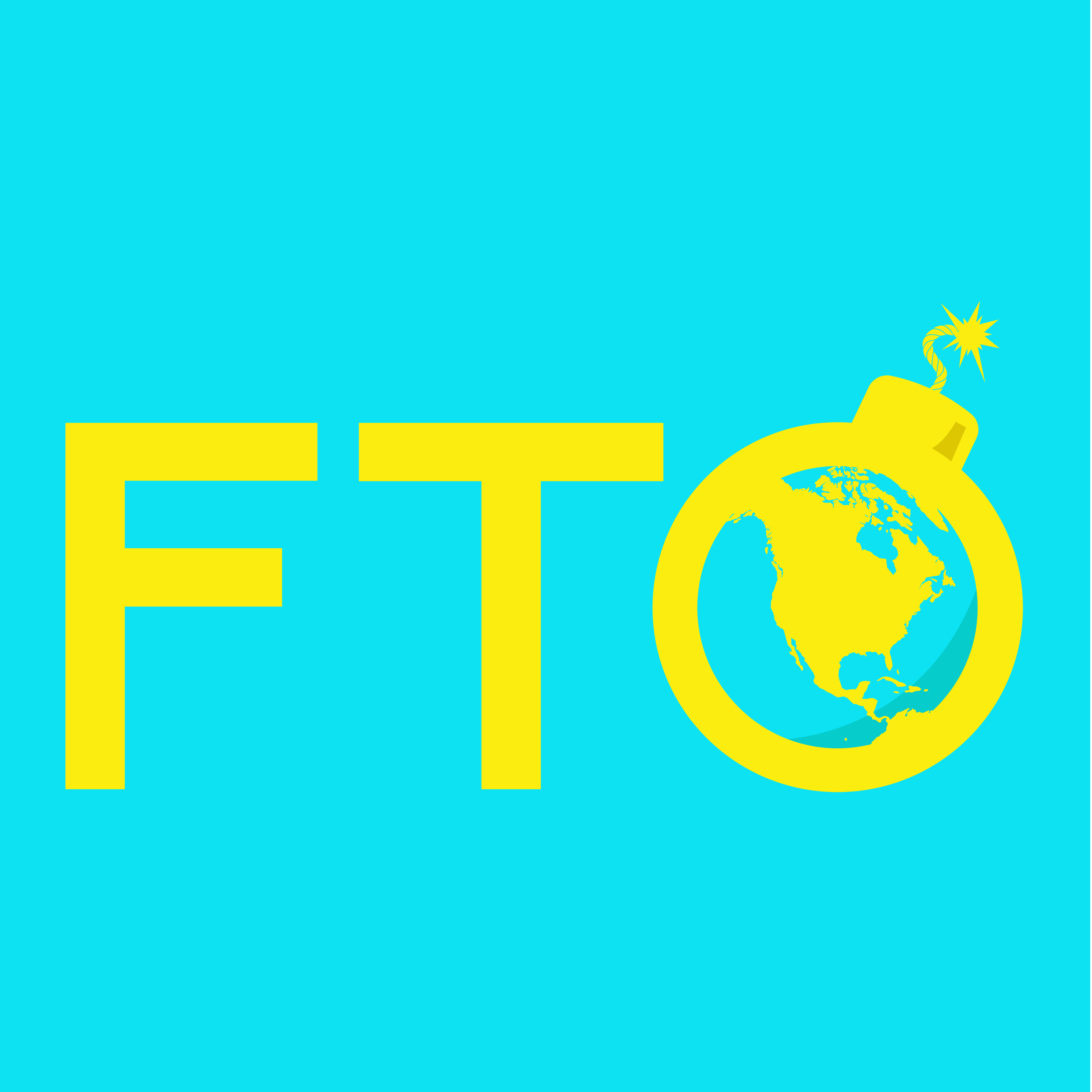 The image features the word 'ELT' in bright yellow letters on a light blue background. The letter 'O' is replaced with a yellow bomb with a lit fuse that displays a globe of the Earth inside it.