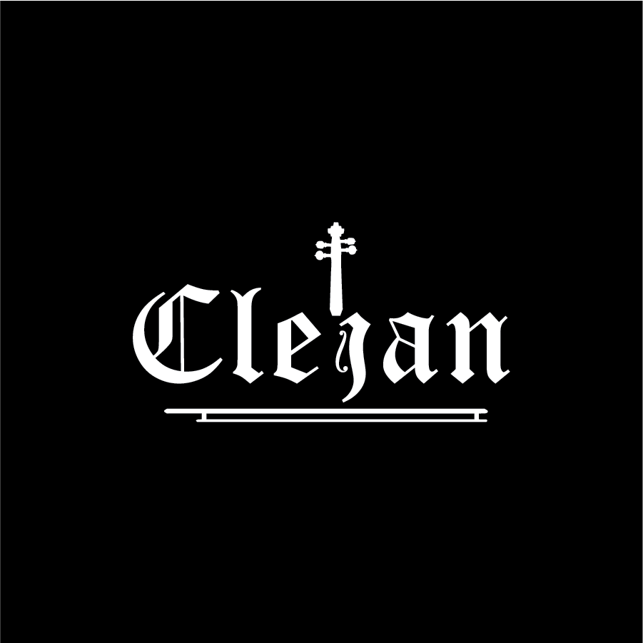 Black background with white text that reads 'Clezian' and a small cross symbol above the text.