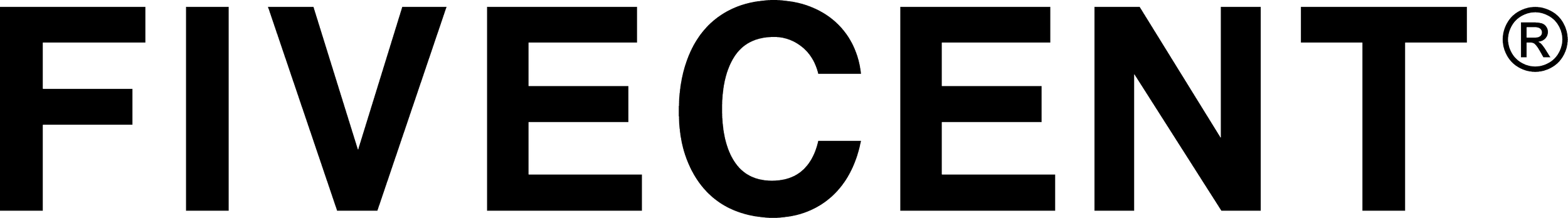 The logo of FiveCenT in black outline text