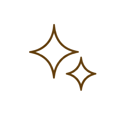 Two gold sparkling star icons on a black background.