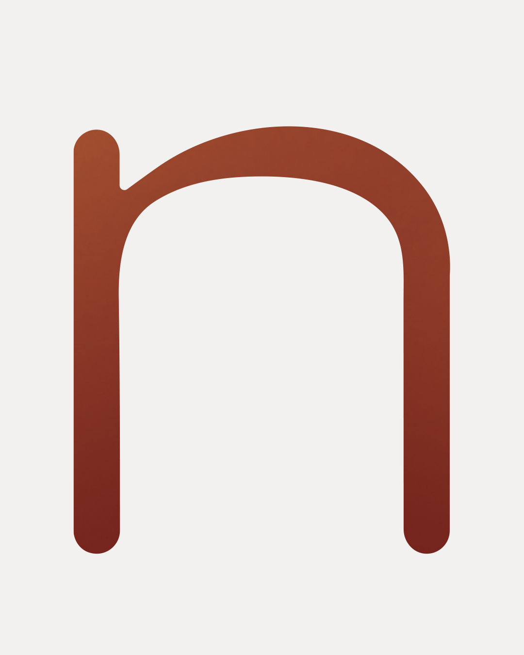 Stylized lowercase letter 'h' in brown on a light background.