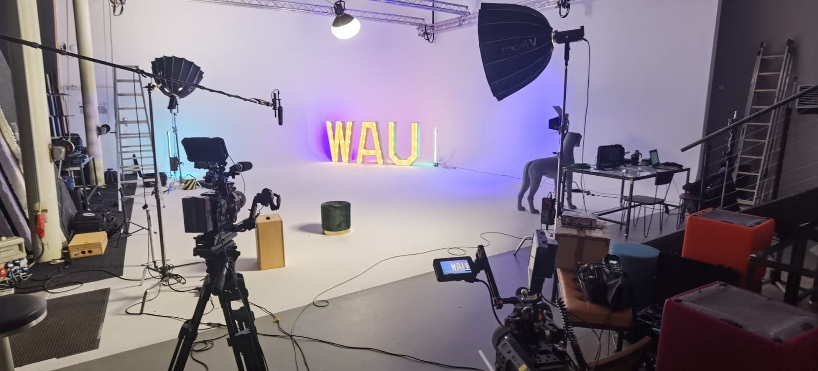 TwoShoot bei RTL Mehrkameraproduktion im Studio — professionelles Licht-Setup und Multi-Kamera-Rig — Filmproduktion Köln
